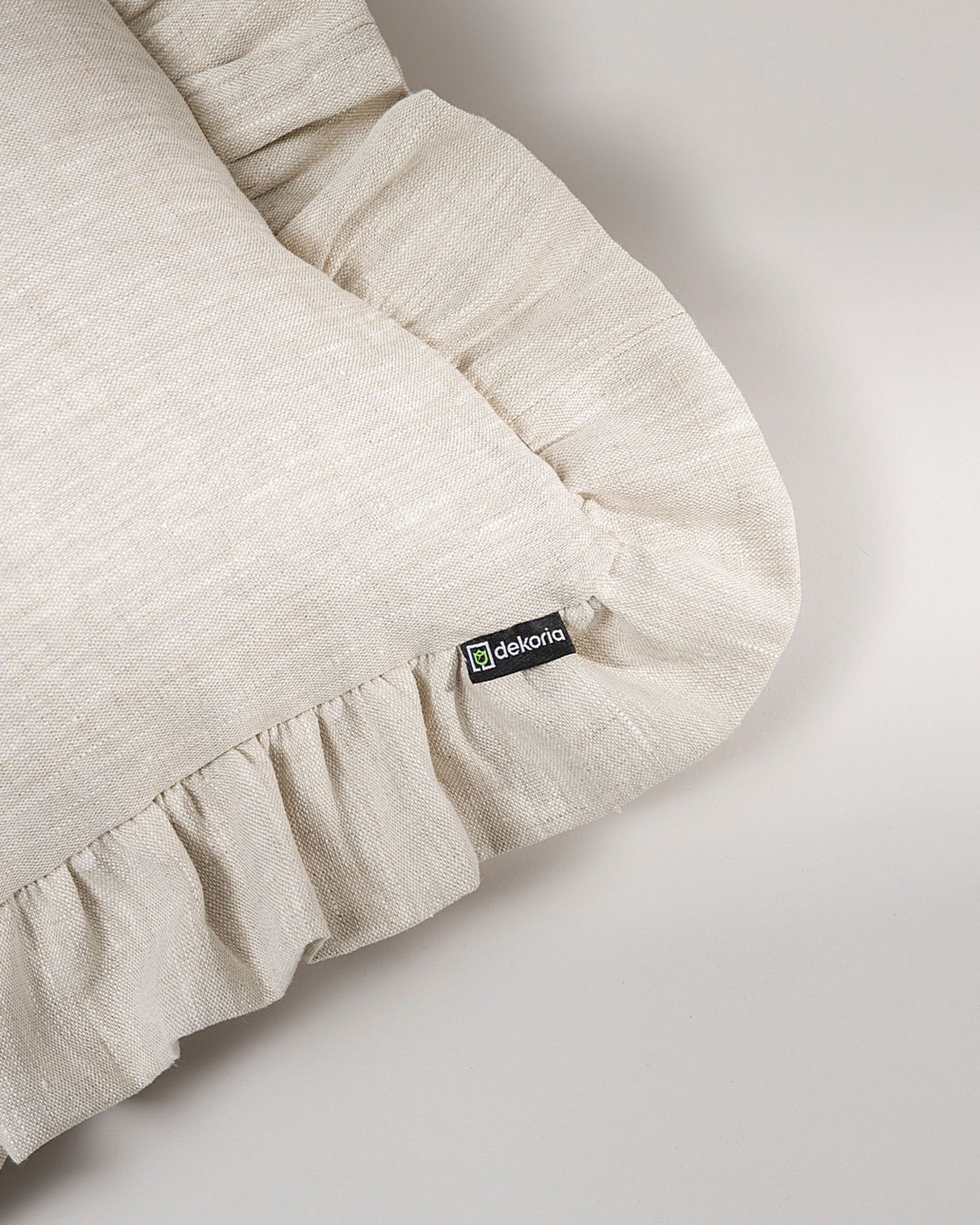 Paula pillowcase with frill colour beige fabric semi-sheer, structured, linen (hover)