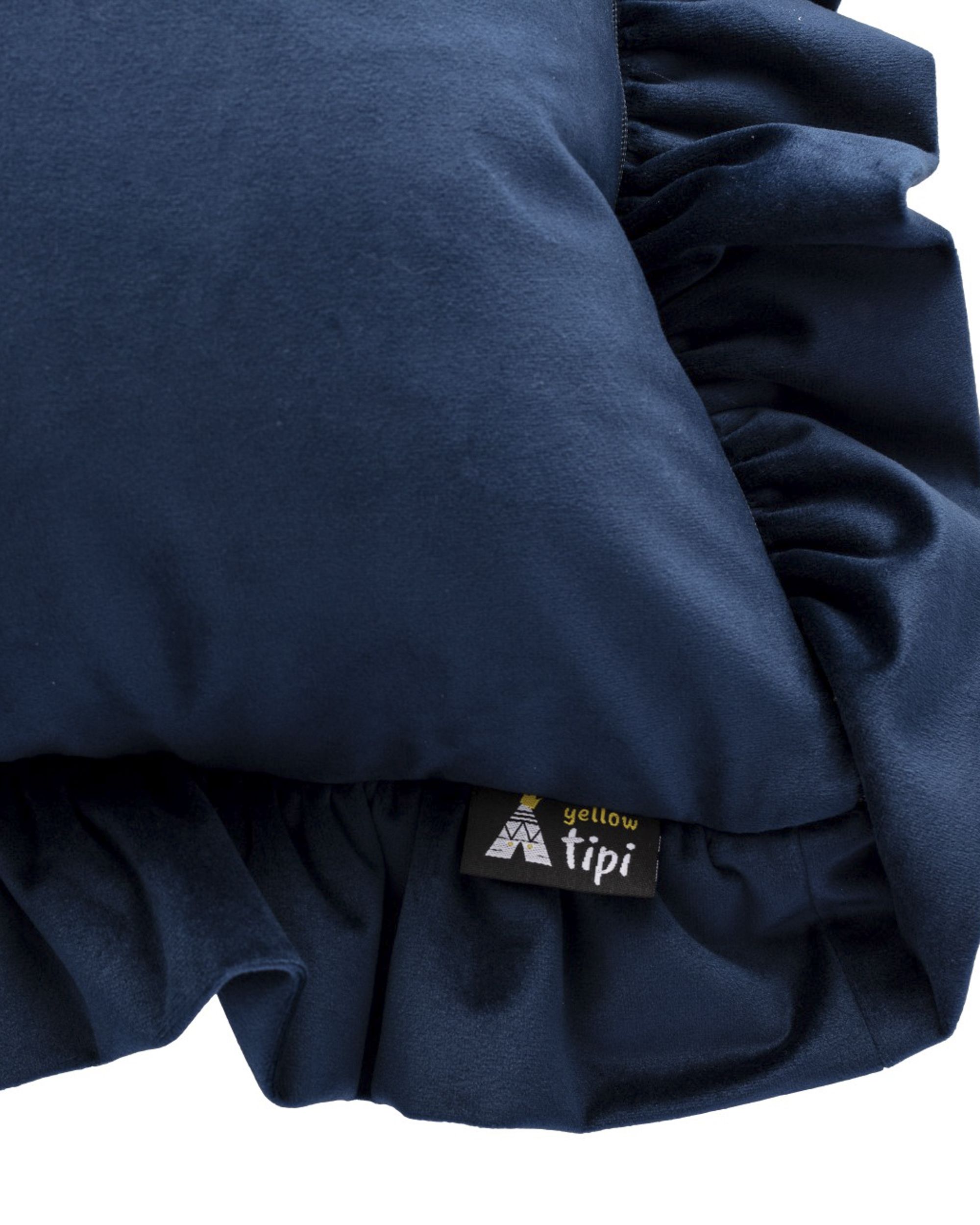 Paula pillowcase with frill colour navy blue fabric gloss, velvet (hover)