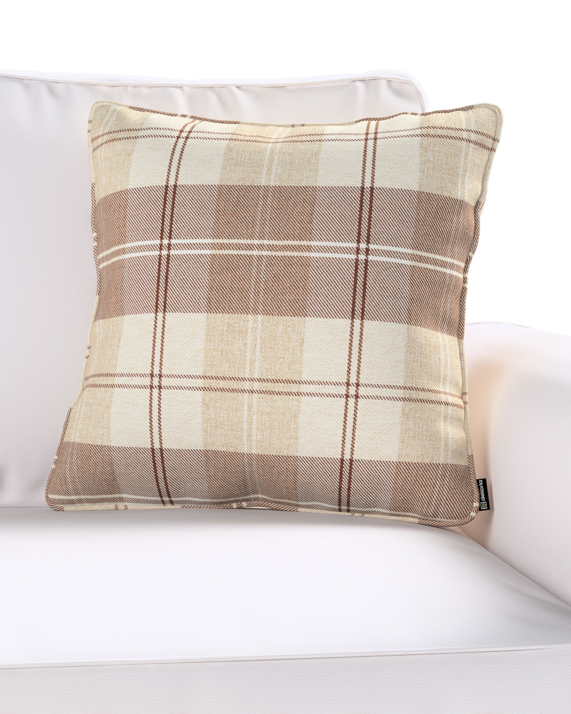 Gabi piped cushion cover colour beige fabric structured, patterned (hover)