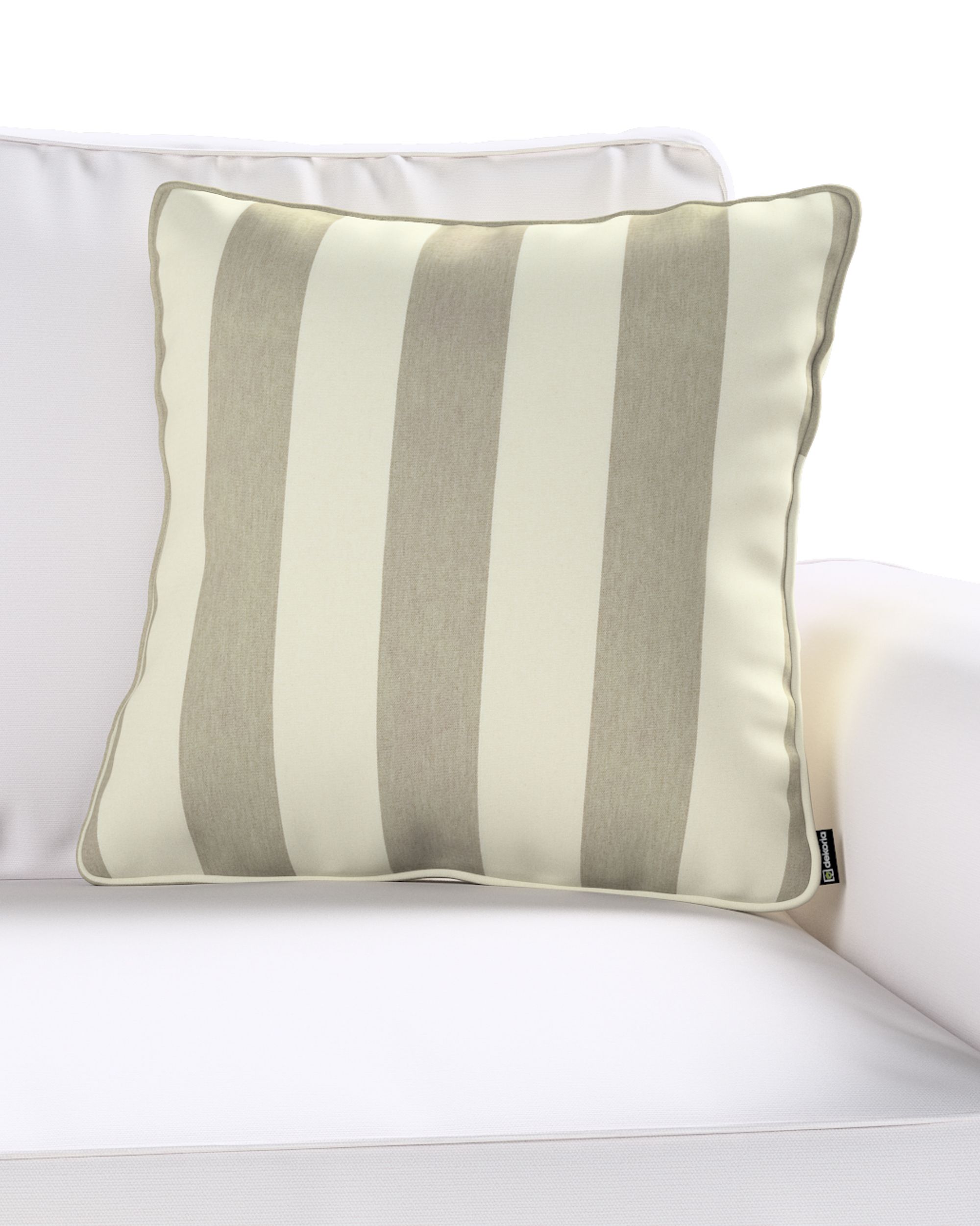 Gabi piped cushion cover colour beige fabric patterned (hover)