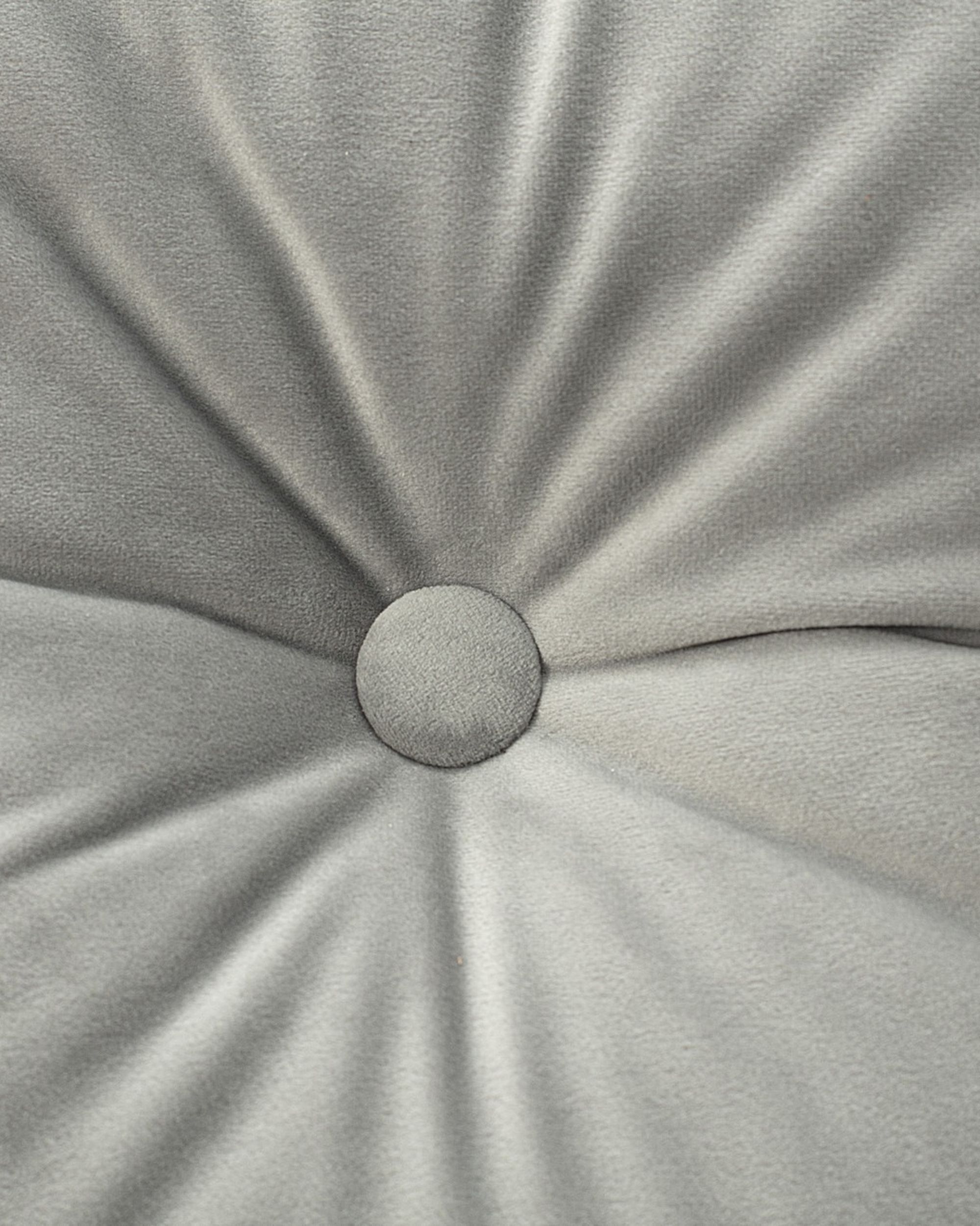 Square velvet cushion with button colour grey fabric gloss, velvet (hover)