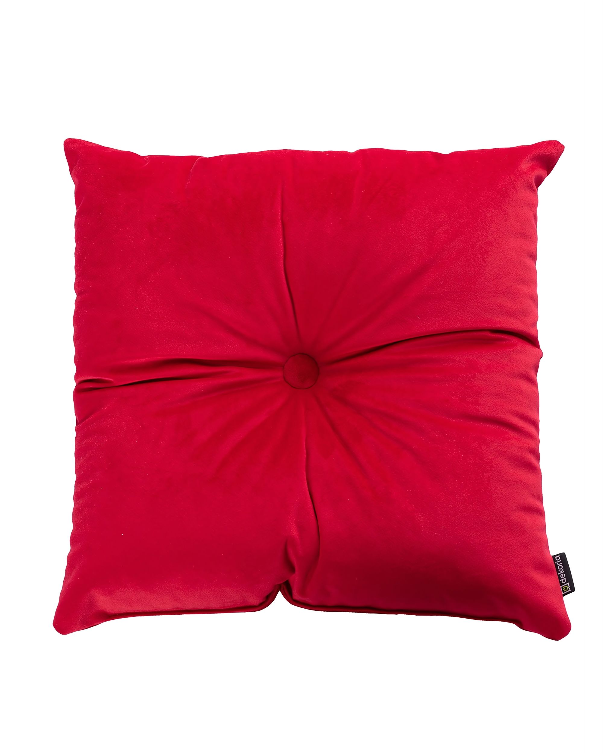 Square velvet cushion with button colour red fabric gloss, velvet