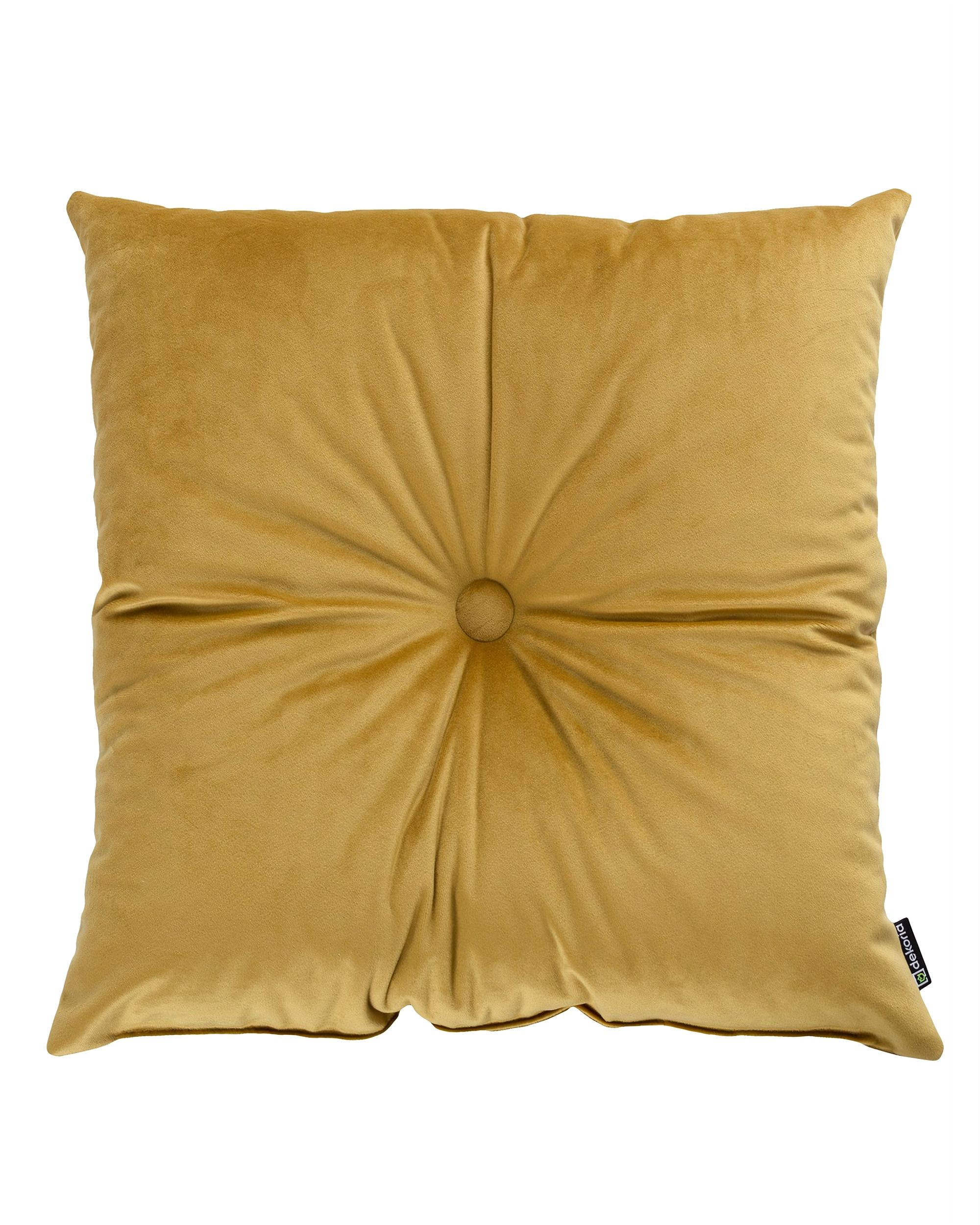 Square velvet cushion with button colour green fabric gloss, velvet