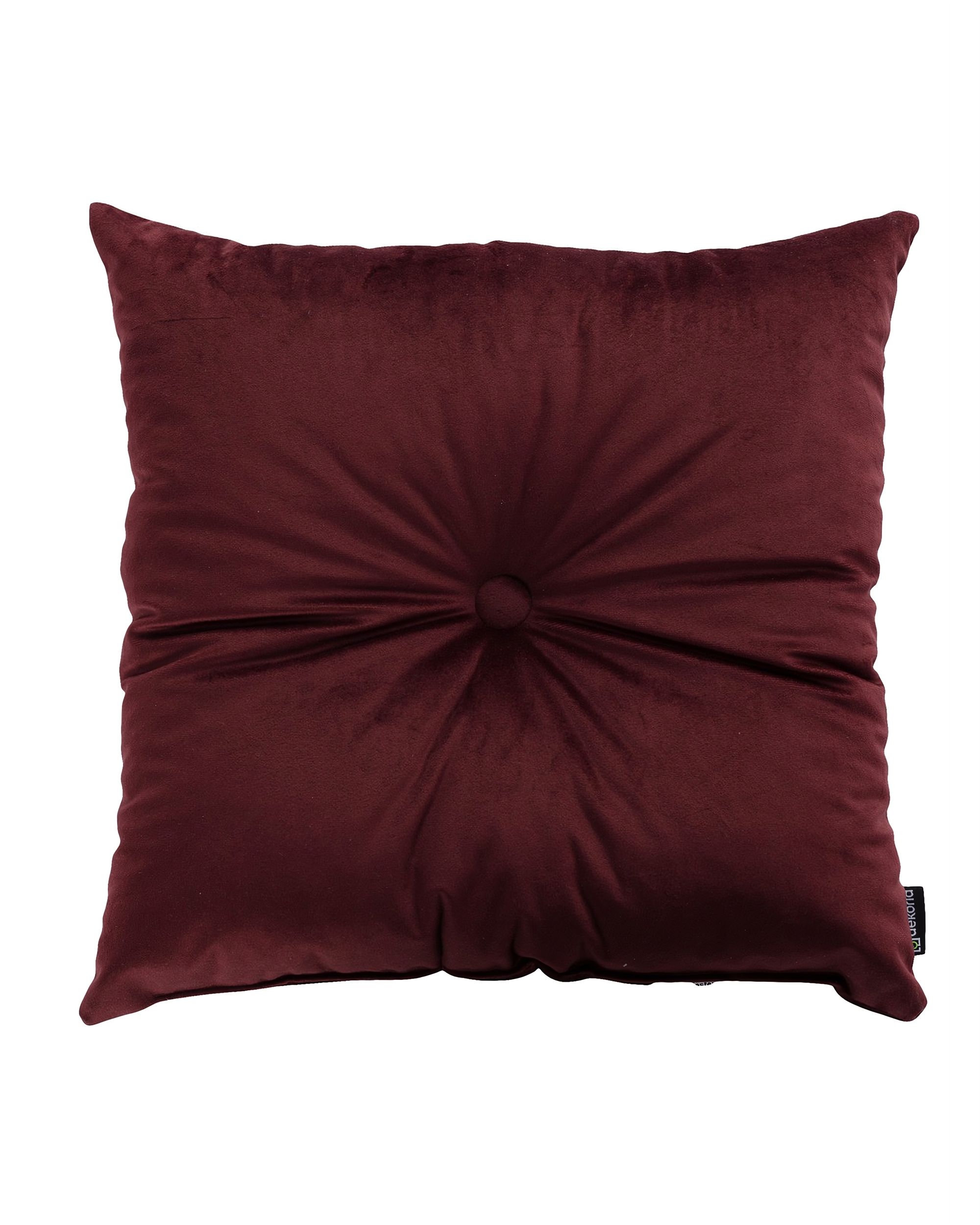 Square velvet cushion with button colour red fabric gloss, velvet