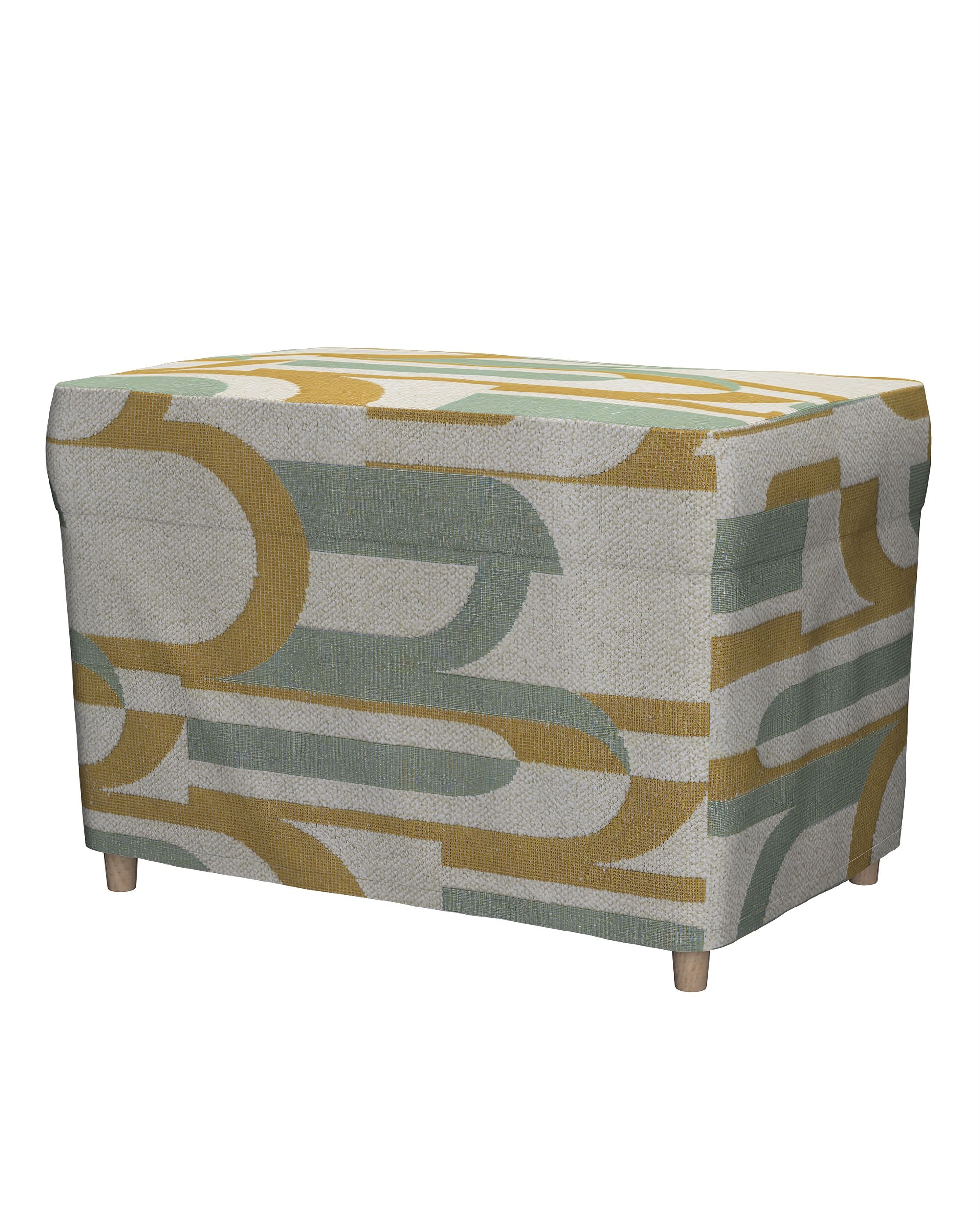 Strandmon footstool cover colour green fabric structured, patterned