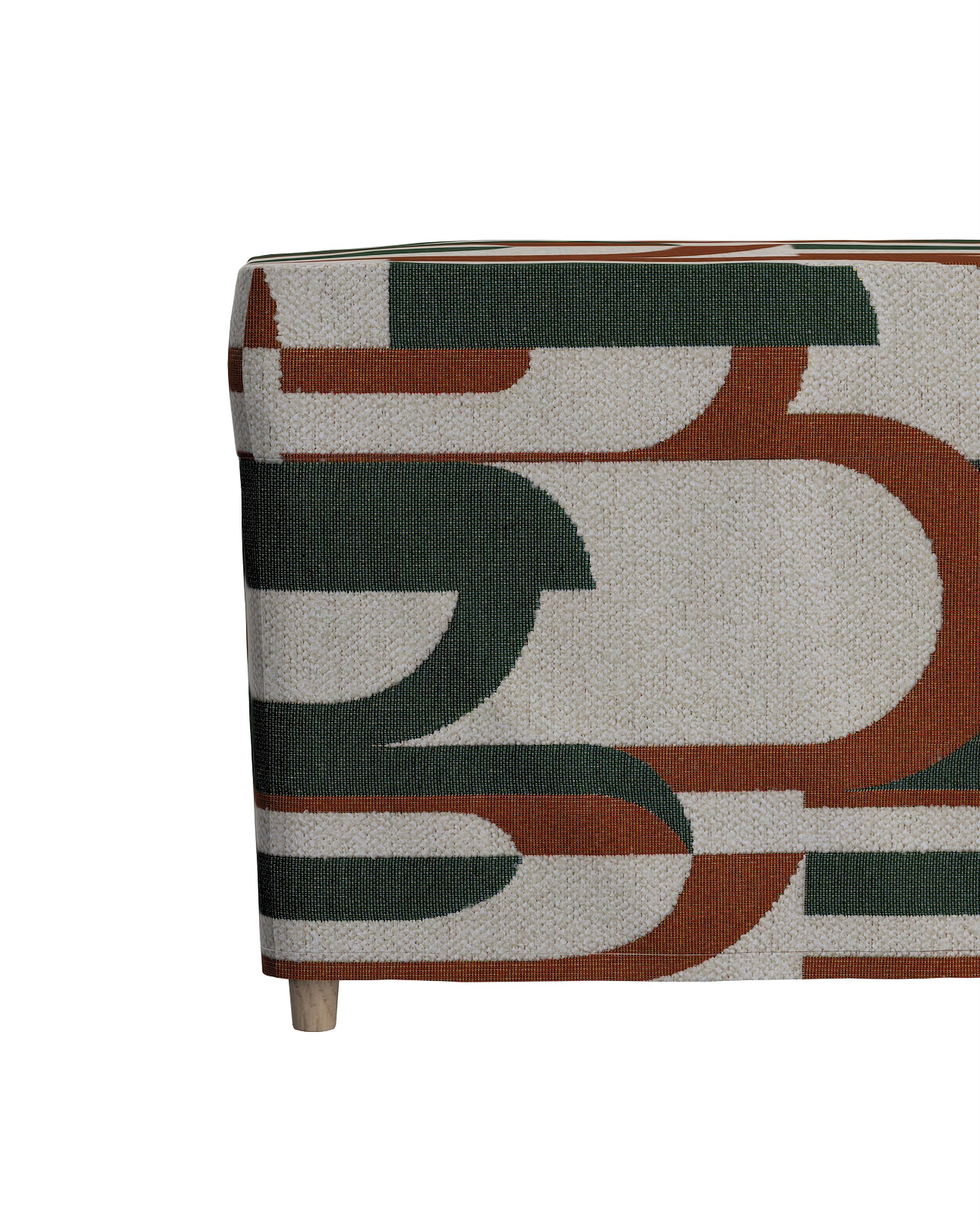 Strandmon footstool cover colour green fabric structured, patterned (hover)