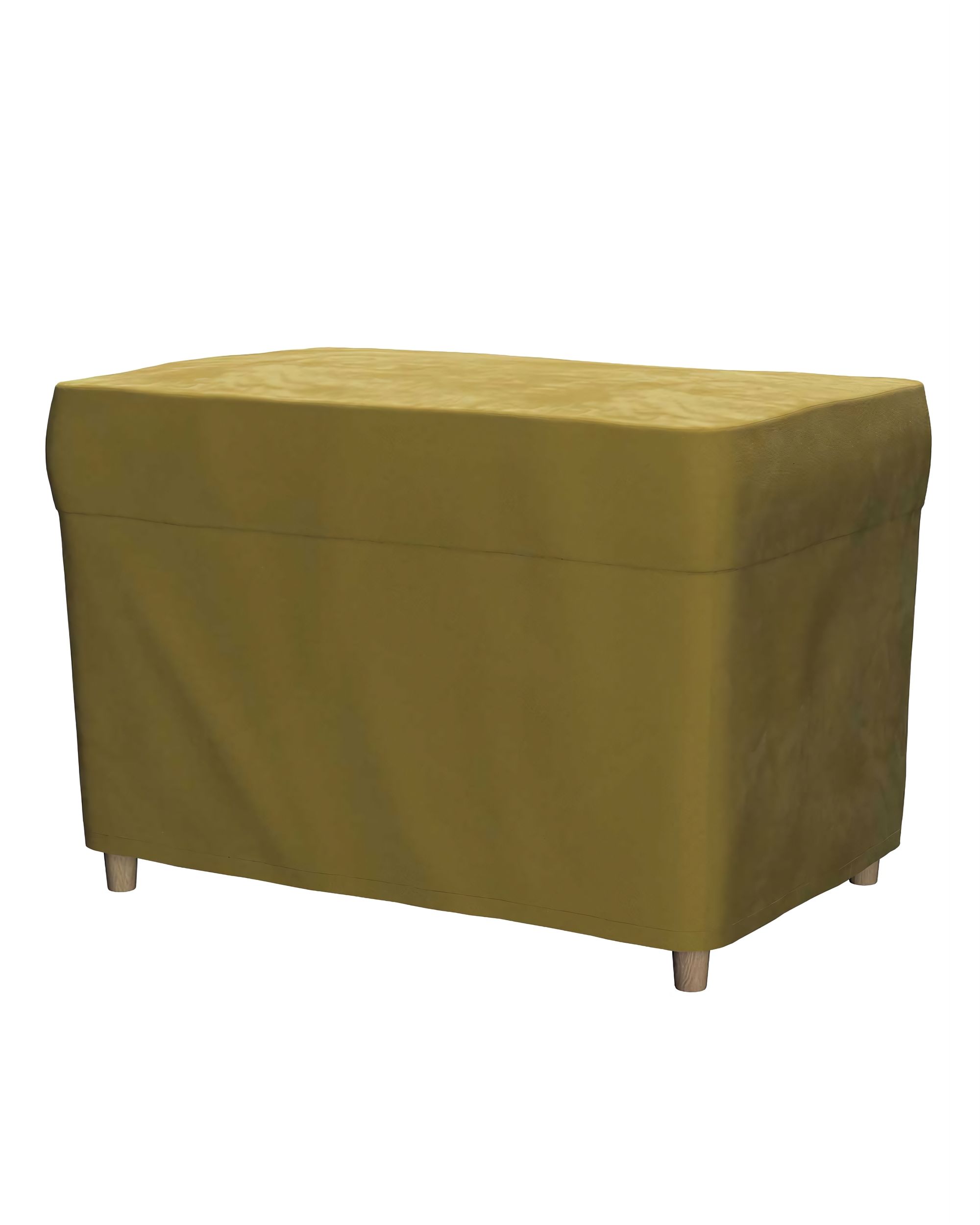 Strandmon footstool cover colour green fabric gloss, velvet