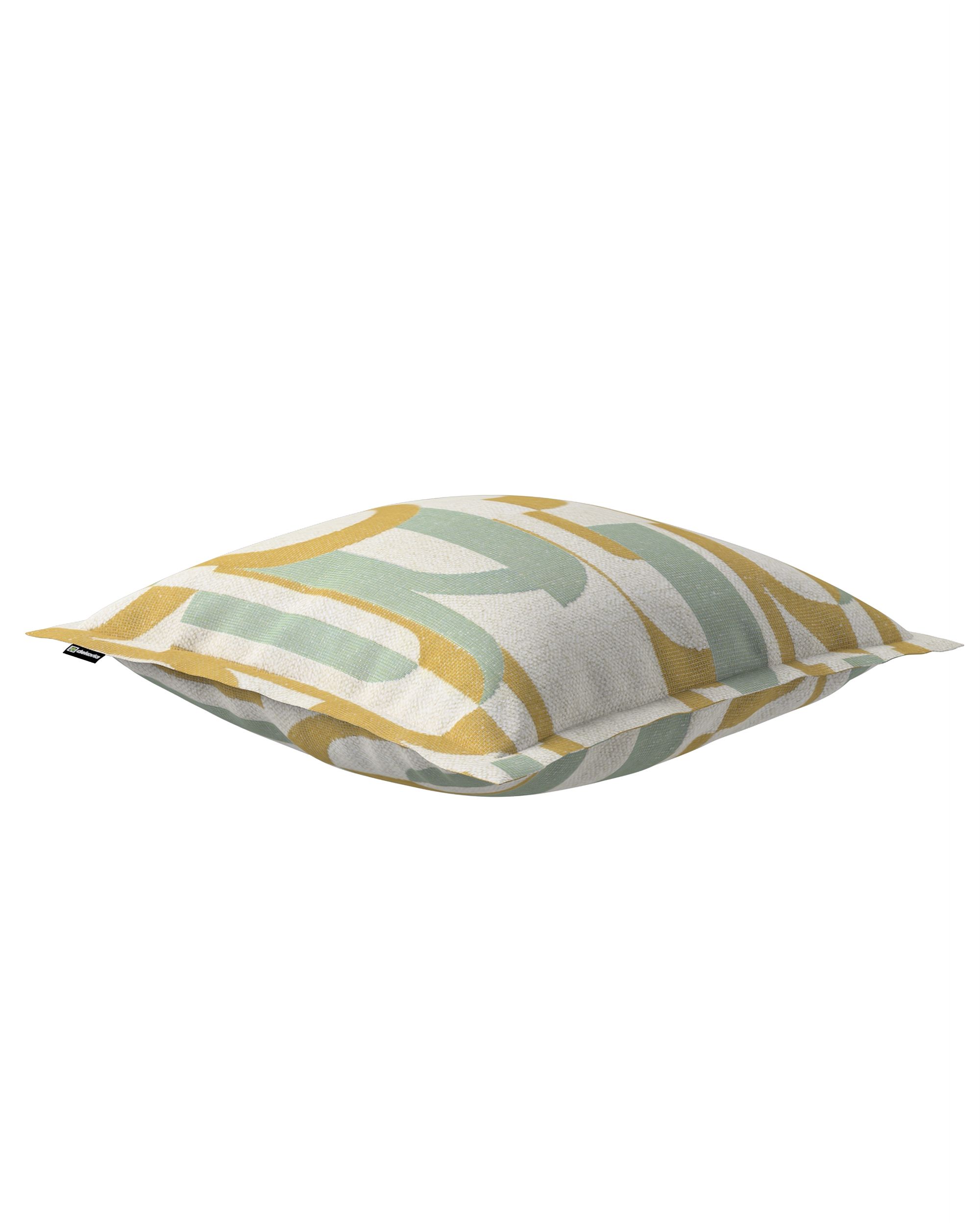 Mona cushion cover with border colour green fabric structured, patterned (hover)