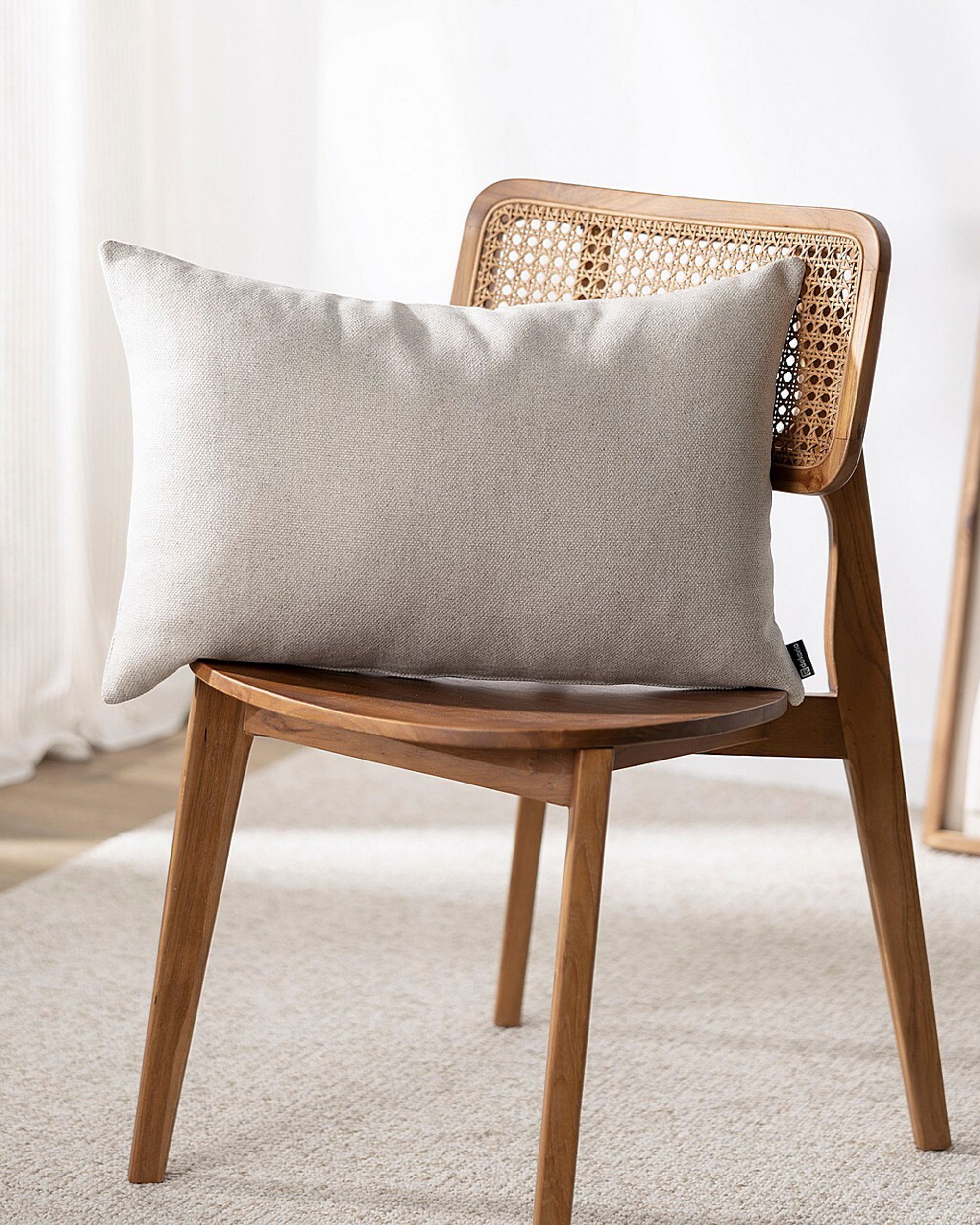 Kinga rectangular cushion cover colour beige fabric structured
