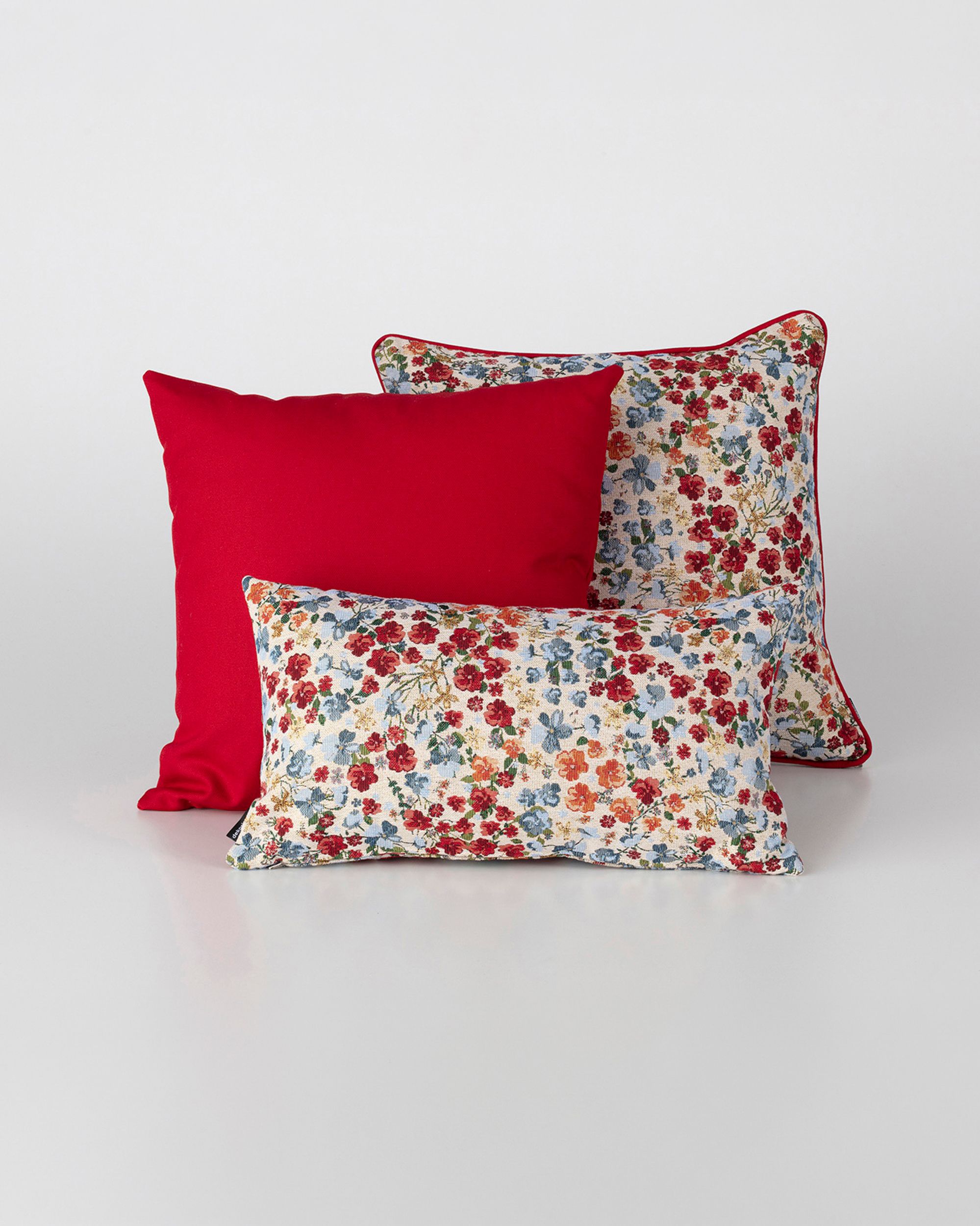 Cushions set of 3, Red Popy Flower