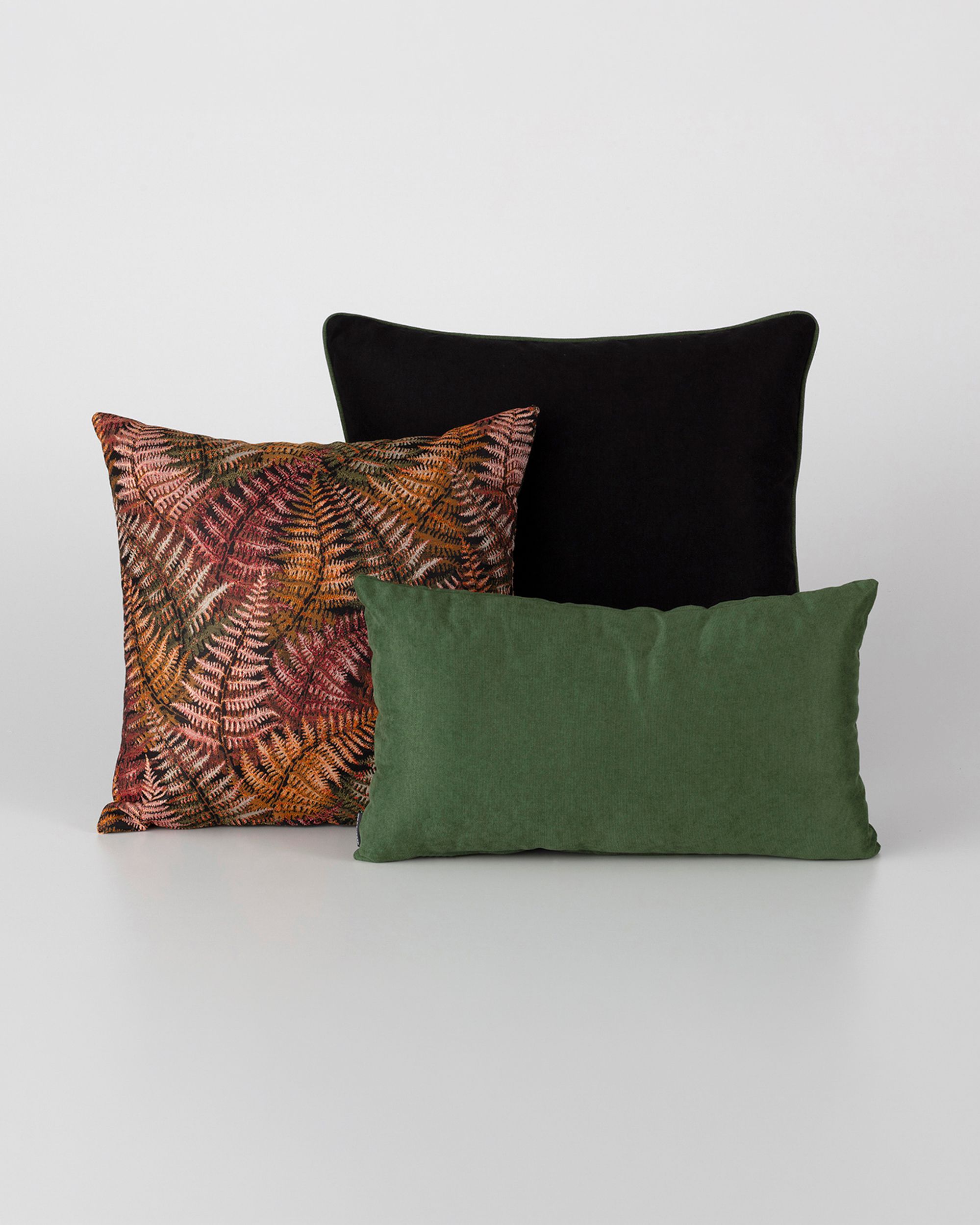 Cushions set of 3, Fern Flower maroon I