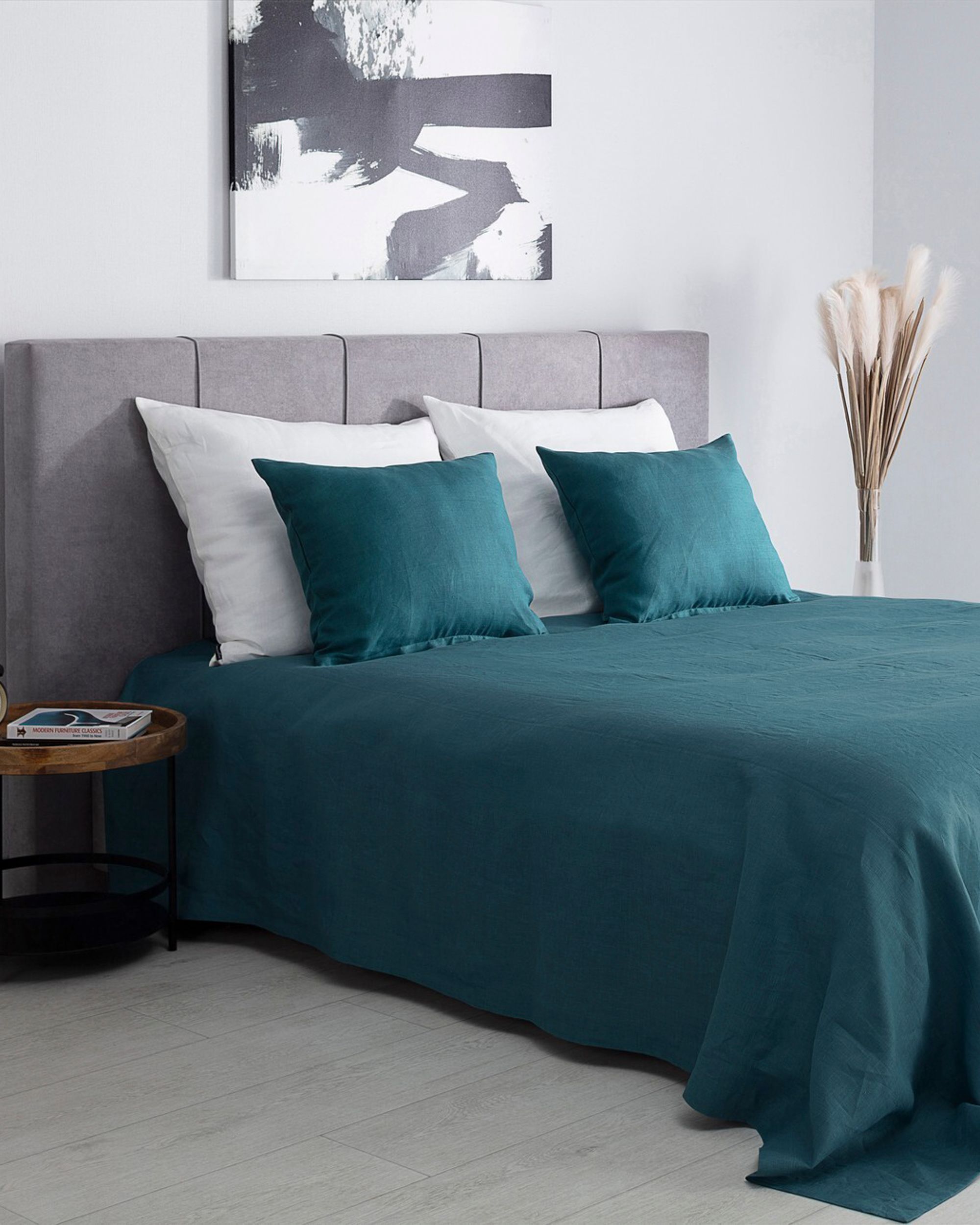 Bedspread Linen 260x260cm emerald green