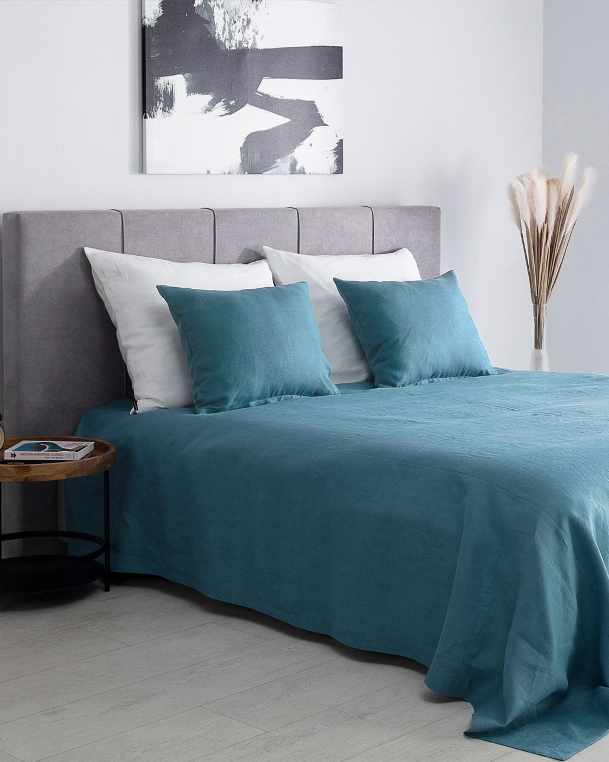 Bedspread Linen 260x260cm grey-blue
