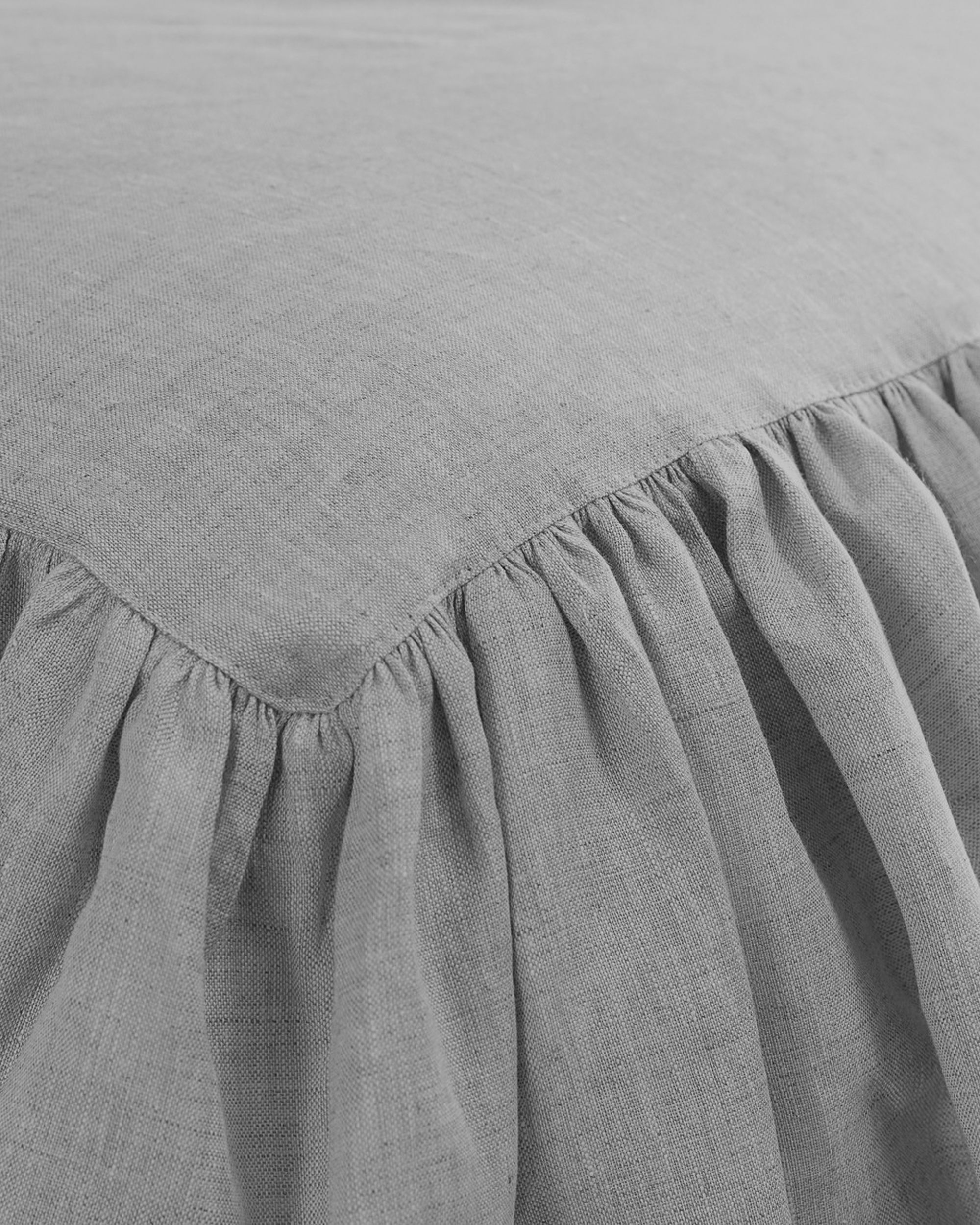 Bedspread Linen Frilly 160 x 210 cm light grey