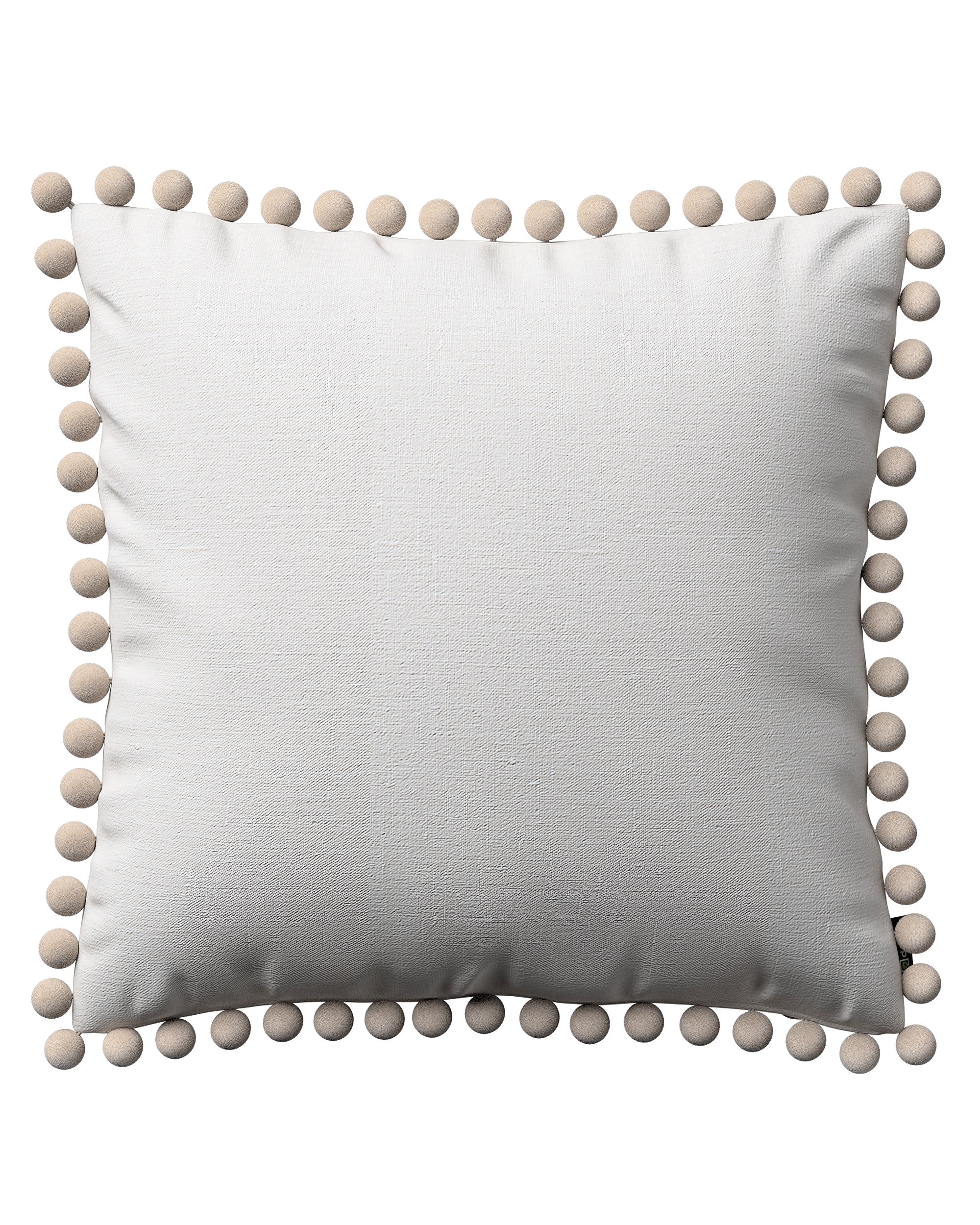 Vera cushion cover with pom poms colour white fabric semi-sheer, structured
