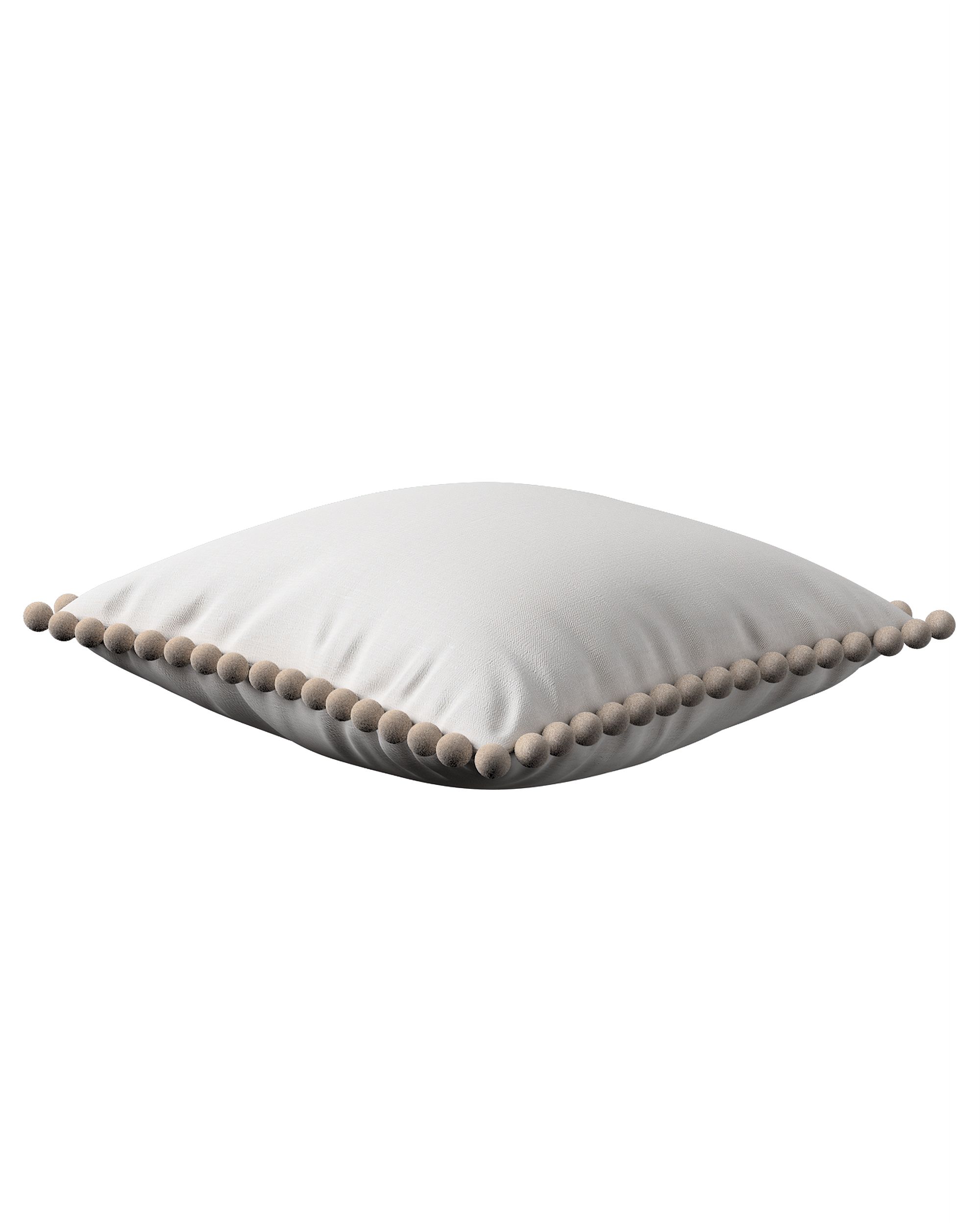Vera cushion cover with pom poms colour white fabric semi-sheer, structured (hover)