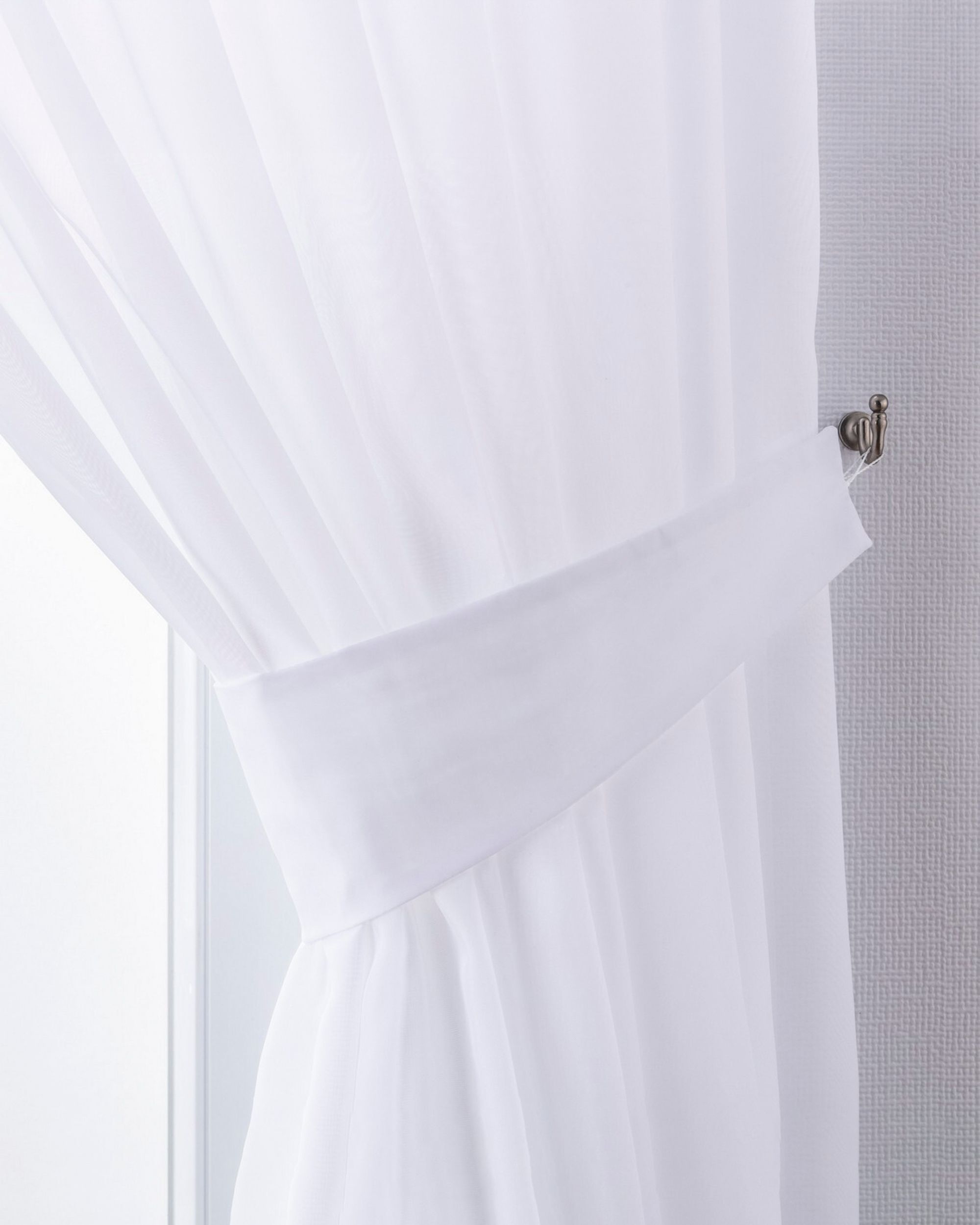 Victoria voile tieback colour white fabric semi-sheer, structured