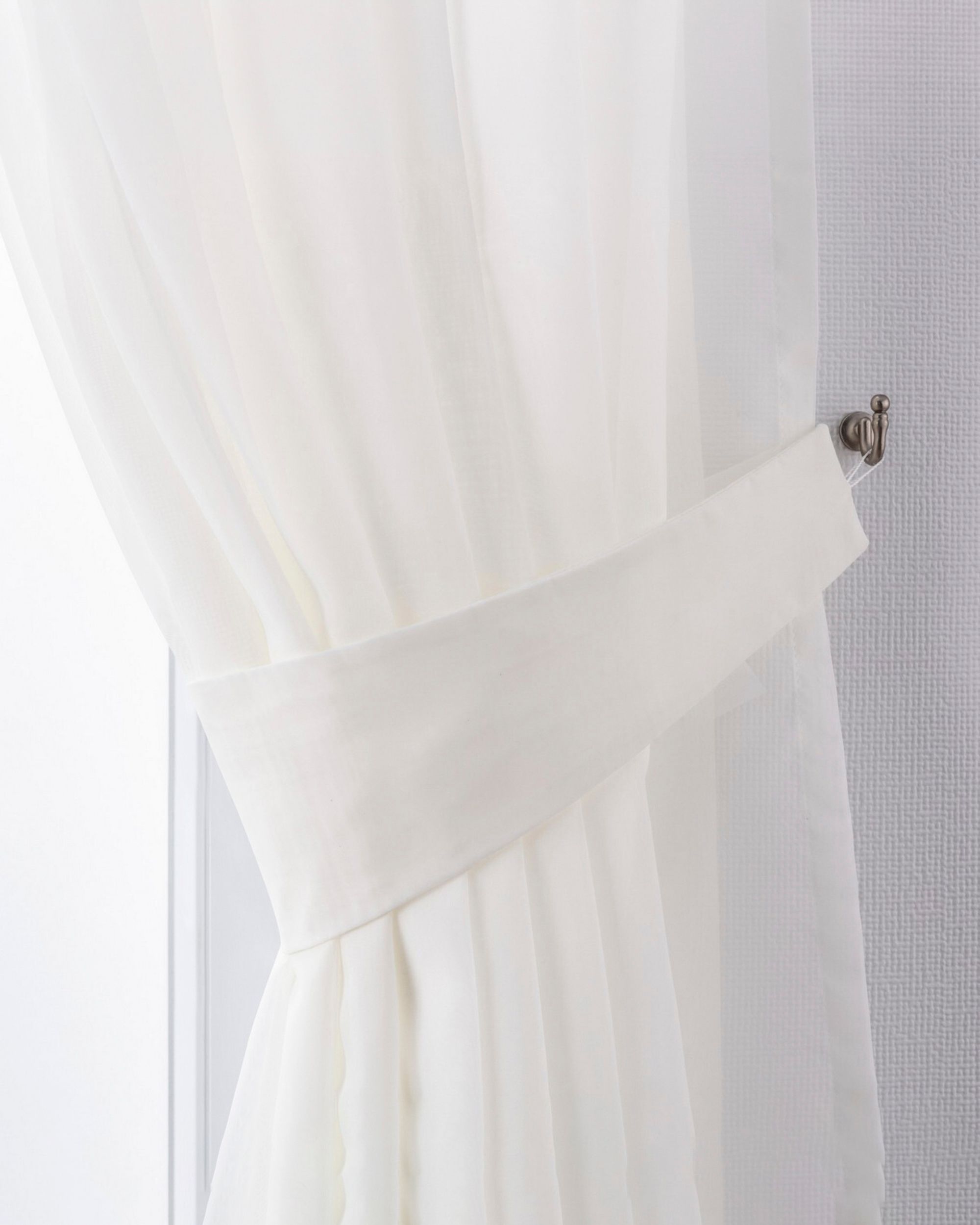 Victoria voile tieback colour cream fabric semi-sheer, structured