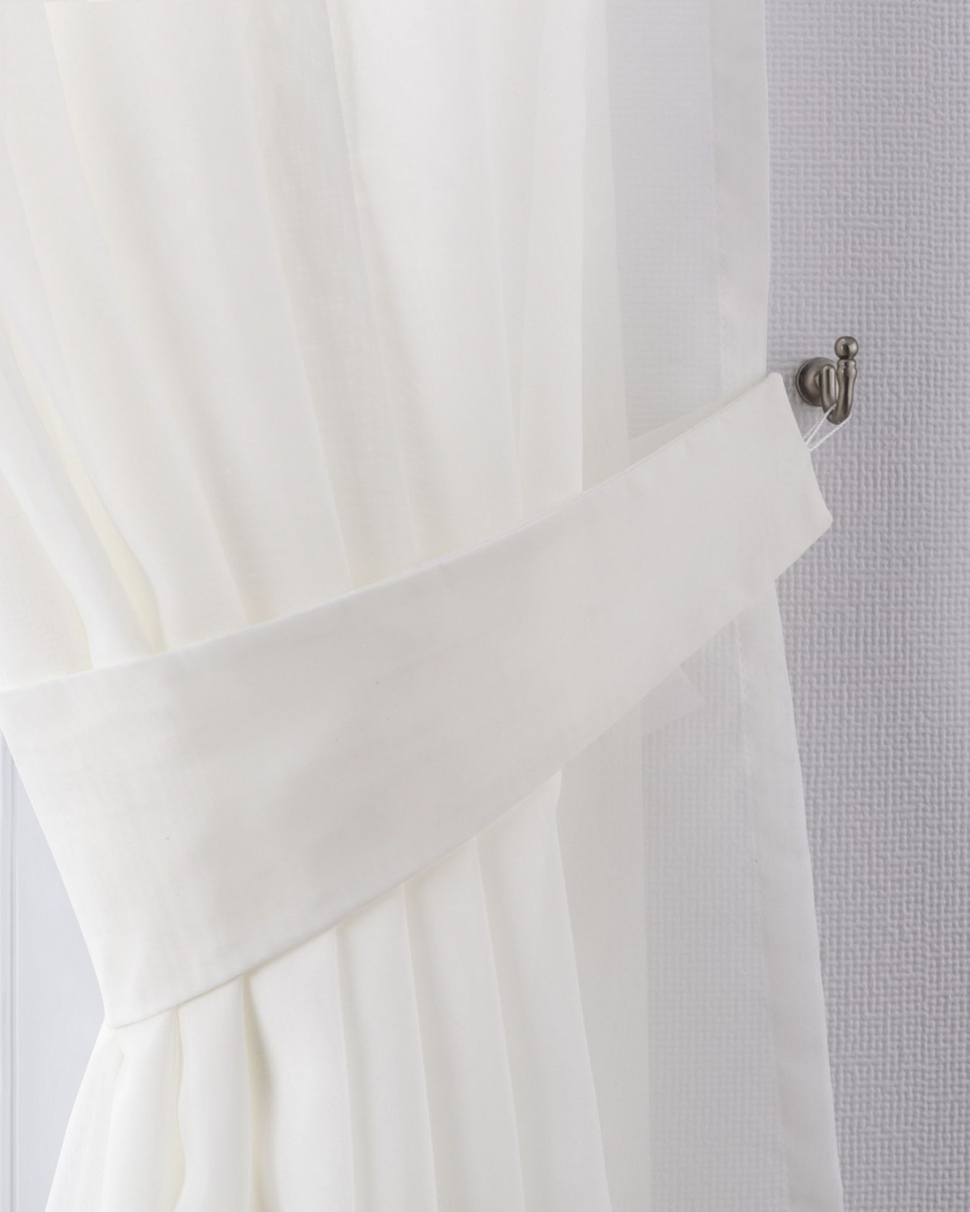 Victoria voile tieback colour cream fabric semi-sheer, structured