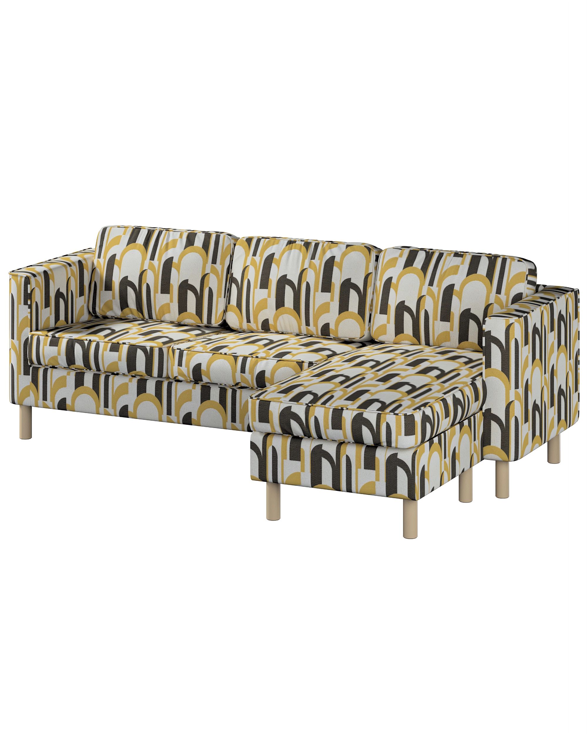 Pärup 3-seater sofa cover with chaise longue colour multicolour fabric structured, patterned