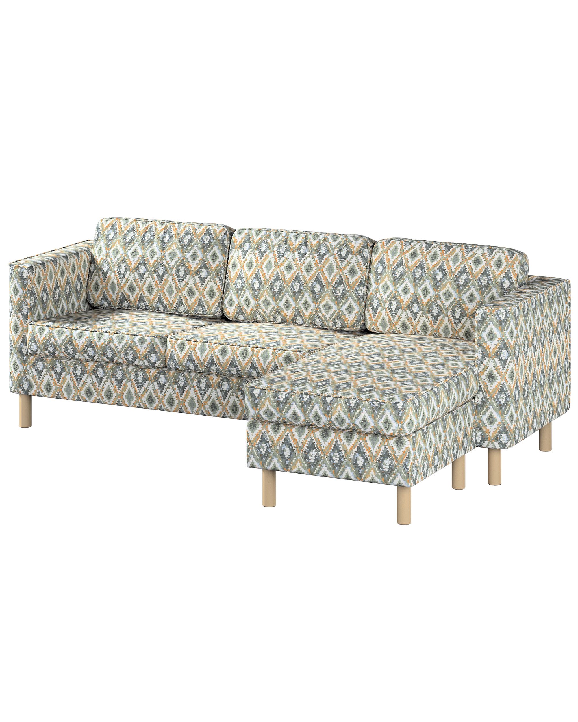 Pärup 3-seater sofa cover with chaise longue colour blue fabric structured, patterned