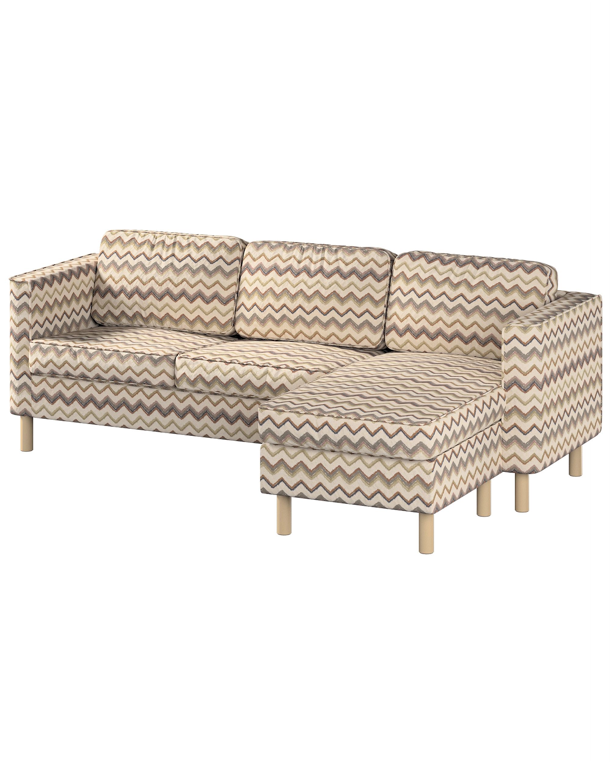Pärup 3-seater sofa cover with chaise longue colour beige fabric structured, patterned