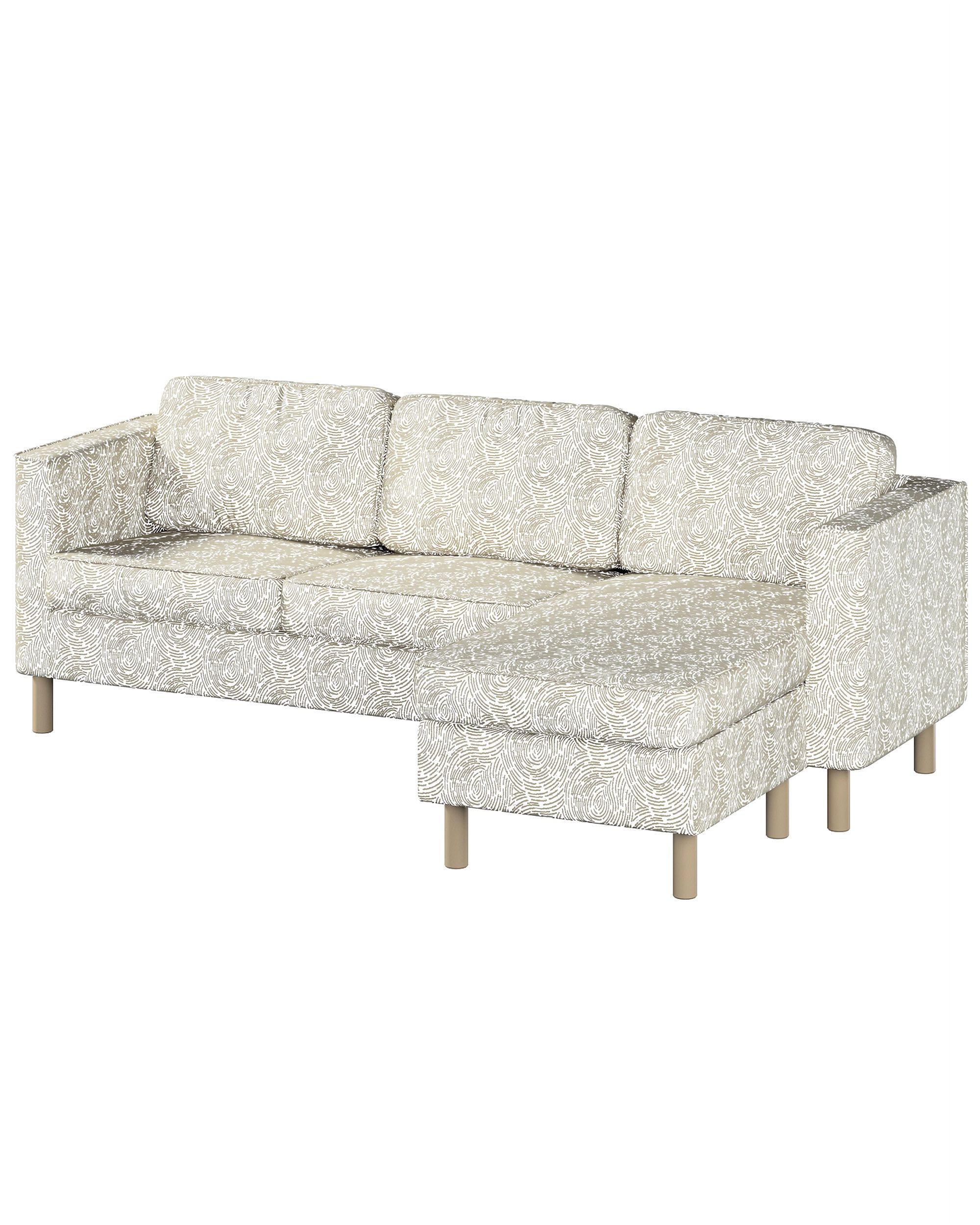 Pärup 3-seater sofa cover with chaise longue colour beige fabric gloss, structured, patterned