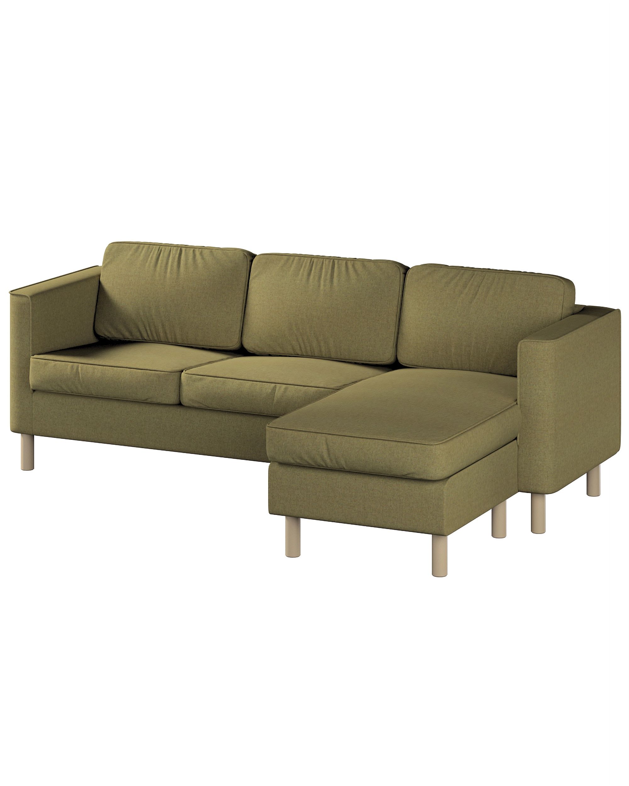 Pärup 3-seater sofa cover with chaise longue colour green fabric structured