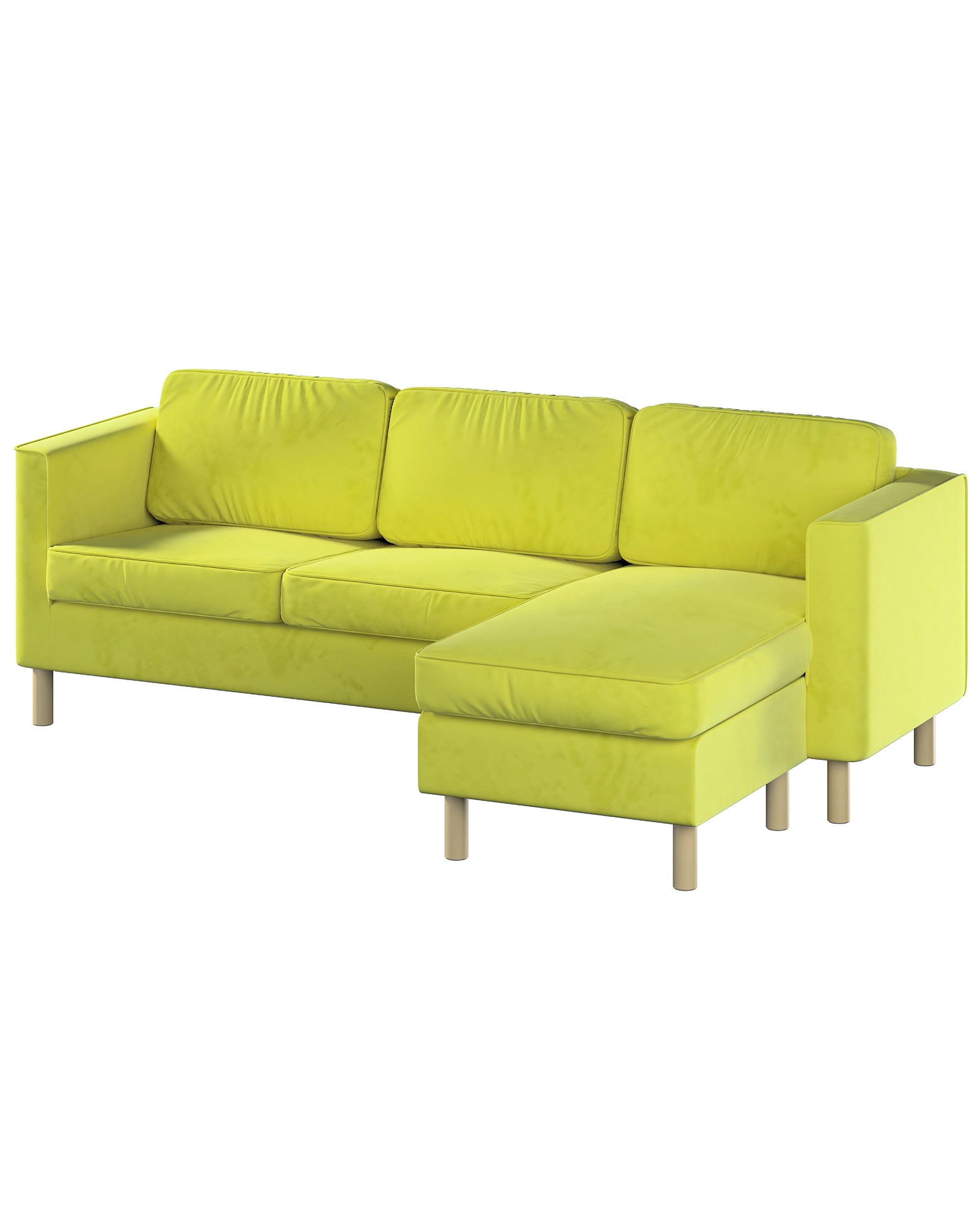 Pärup 3-seater sofa cover with chaise longue colour green fabric gloss, velvet