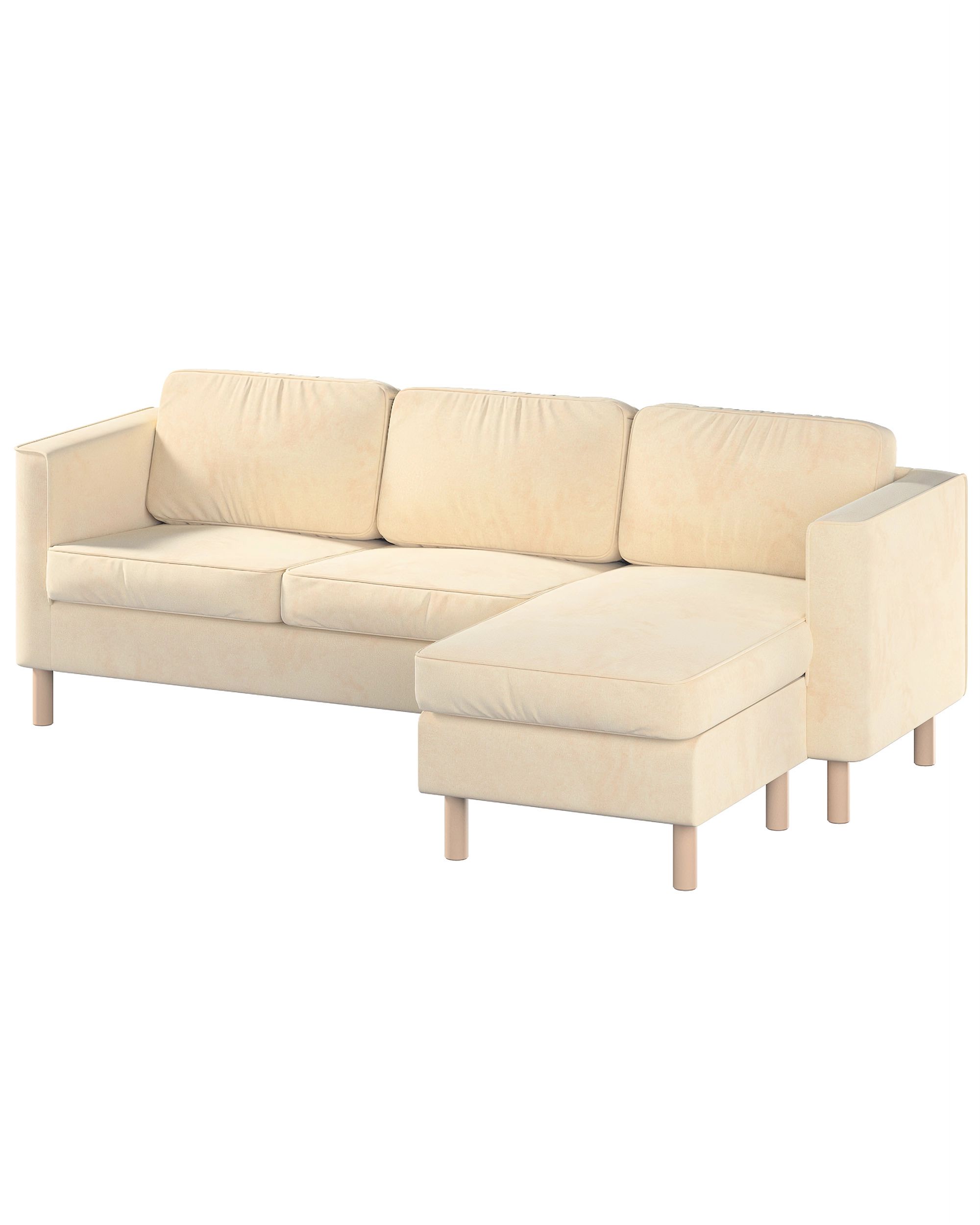 Pärup 3-seater sofa cover with chaise longue colour ecru fabric gloss, velvet