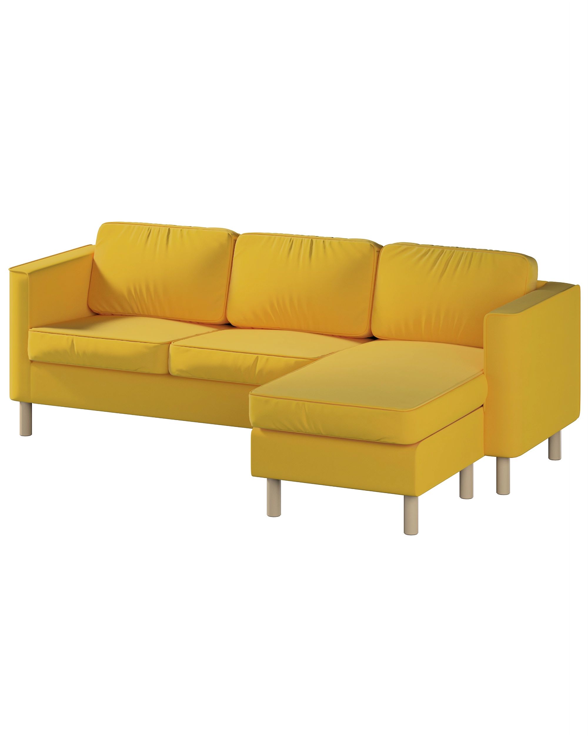 Pärup 3-seater sofa cover with chaise longue colour yellow fabric velvet