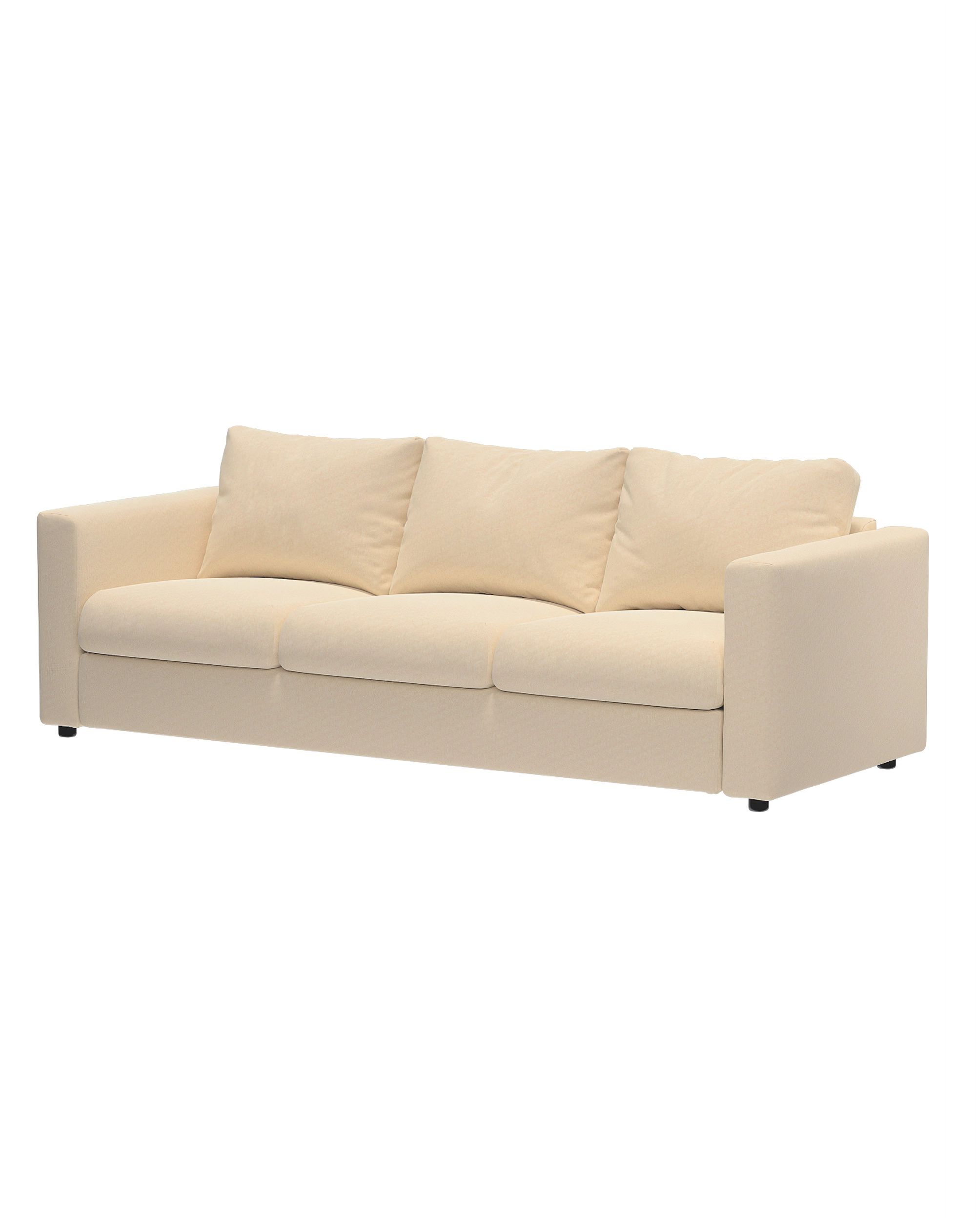 Cover for the non-convertible 3-seater Vimle section colour ecru fabric gloss, velvet (hover)
