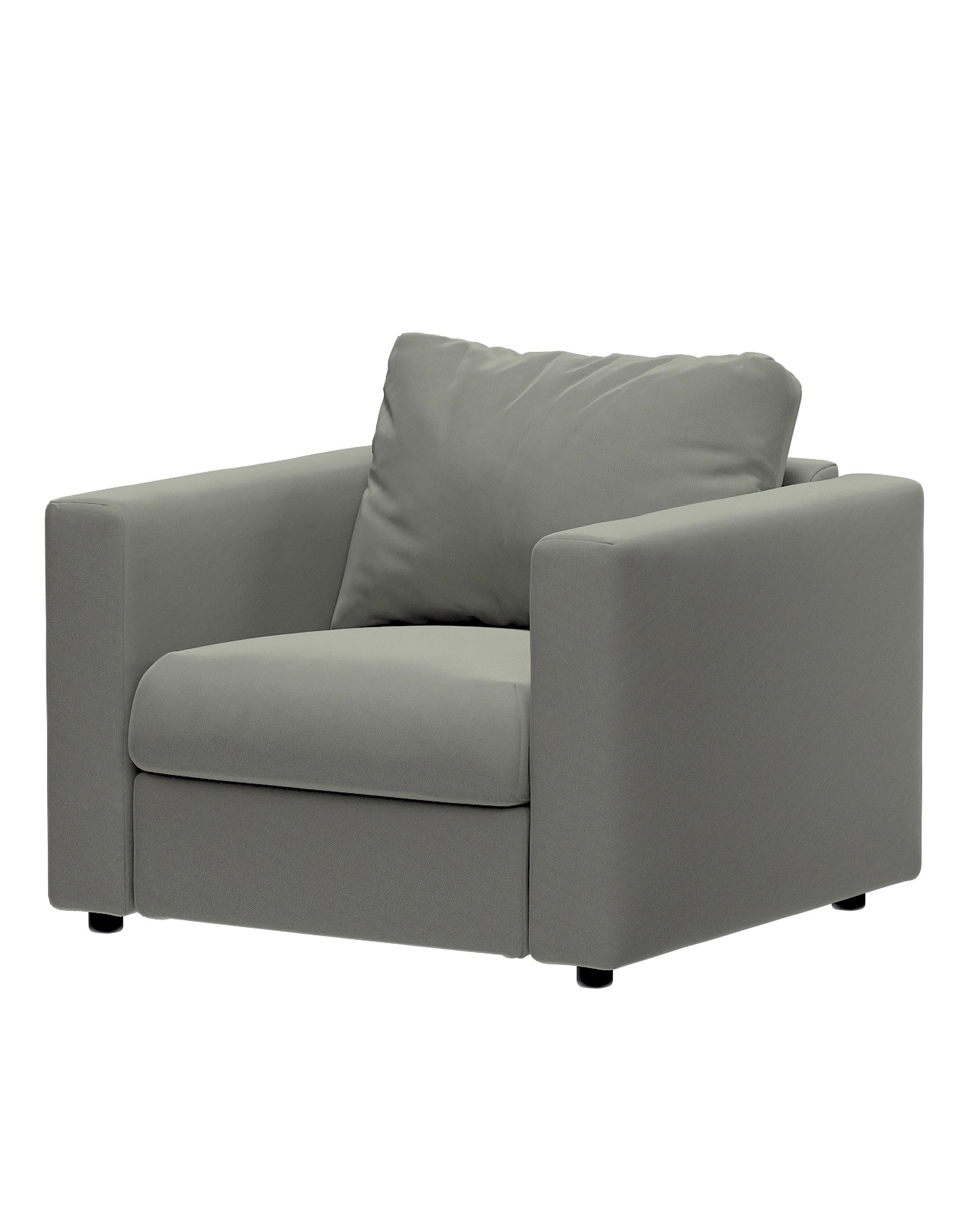 Cover for 1-seater section Vimle colour grey fabric gloss, velvet (hover)