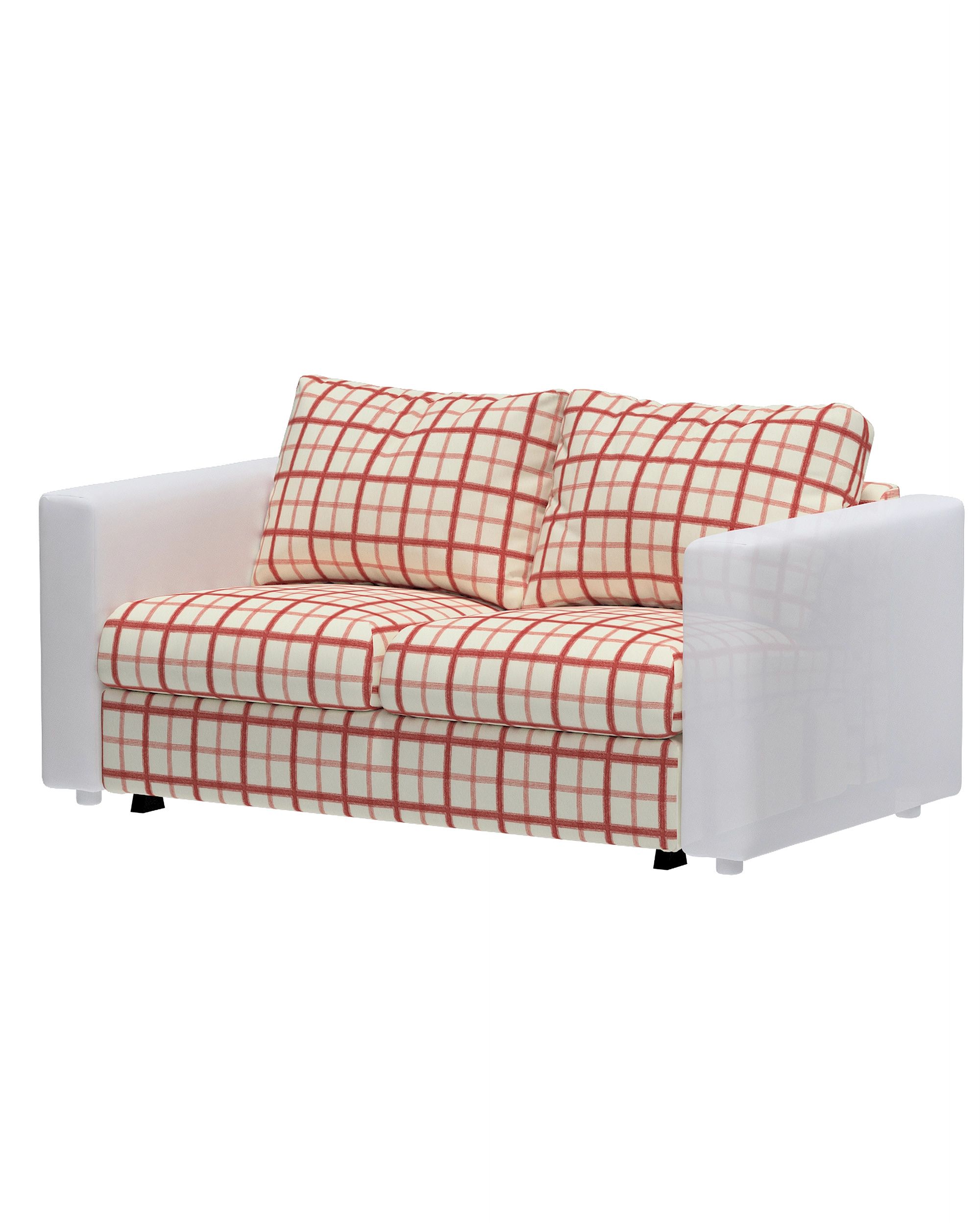 Cover for 2-seater sofa bed section Vimle colour red fabric patterned
