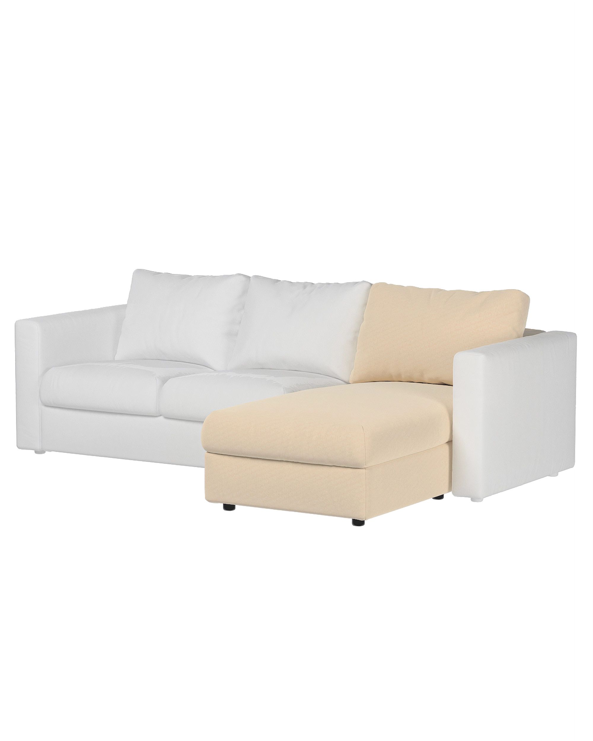 Cover for chaise section Vimle colour ecru fabric gloss, velvet