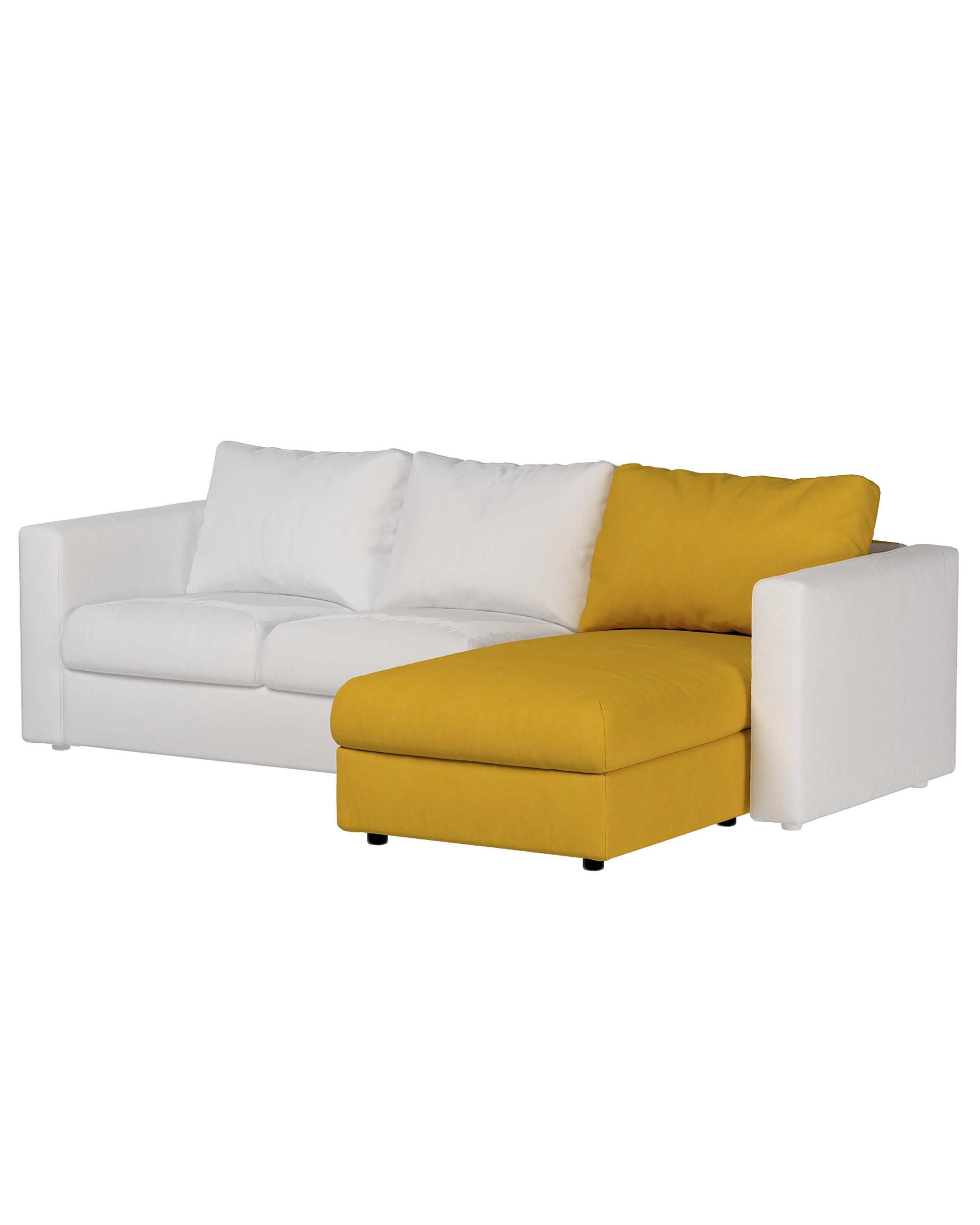 Cover for chaise section Vimle colour yellow fabric structured