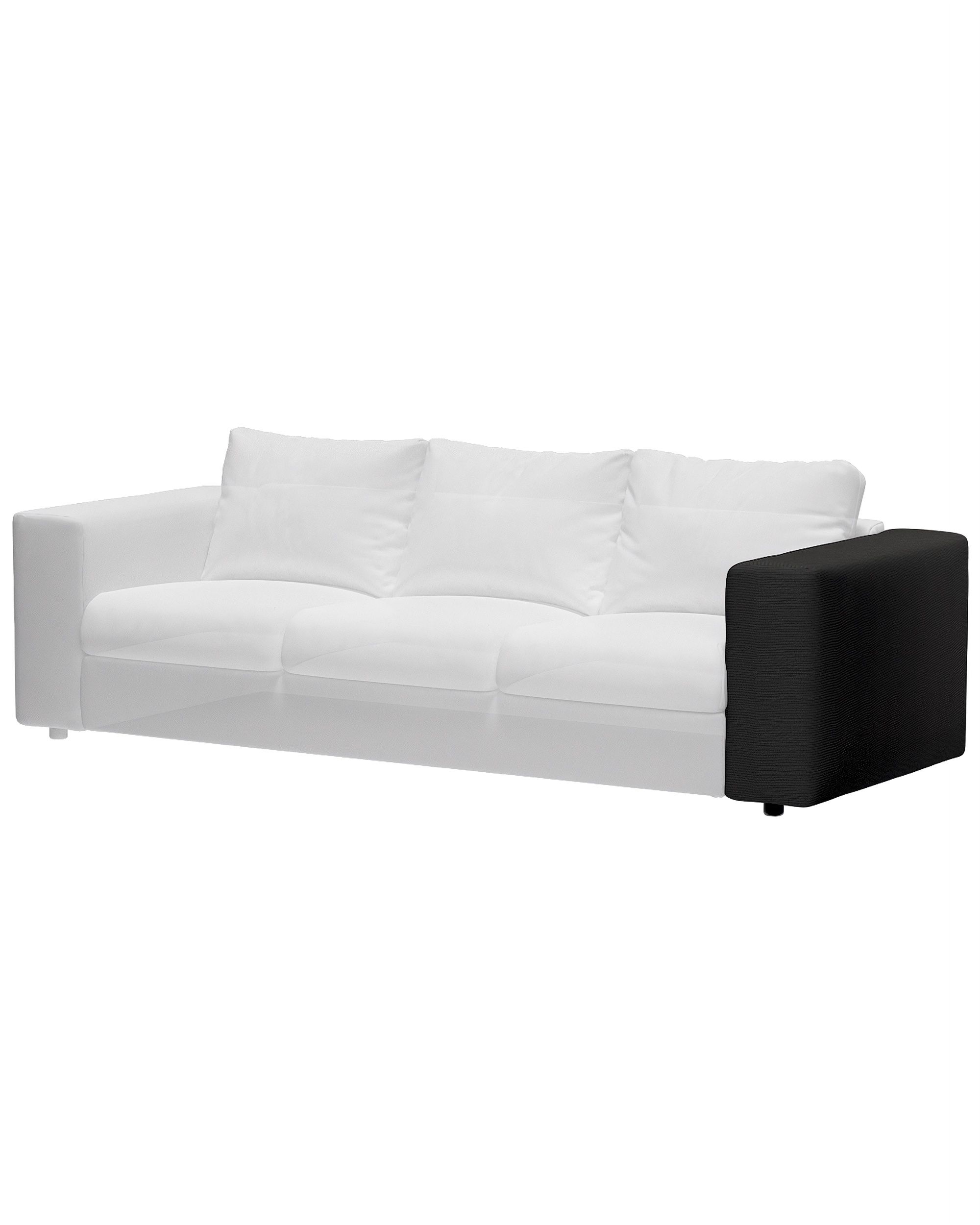 Cover for wide armrest Vimle colour black fabric structured