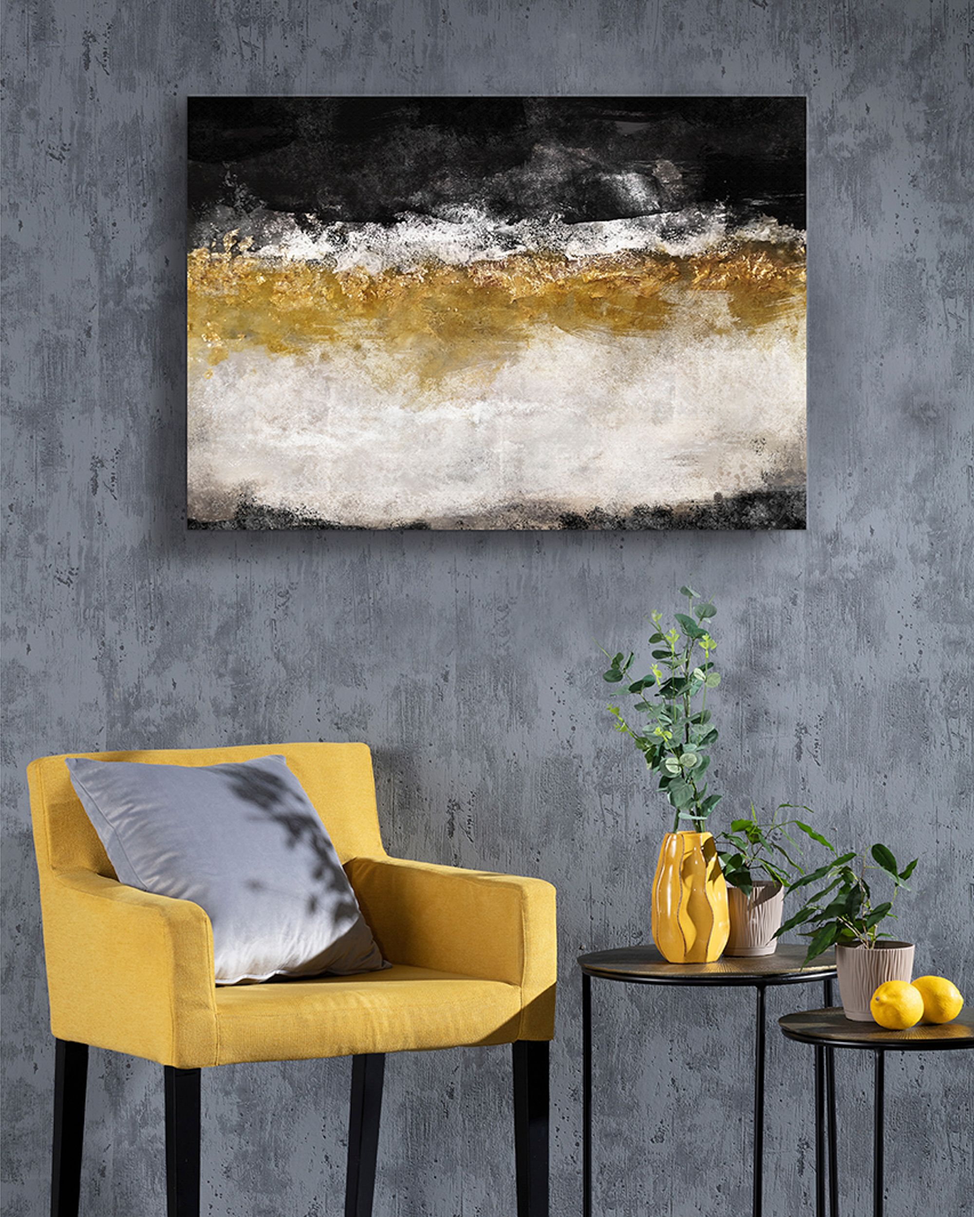 Black&Gold Impression canvas painting (hover)
