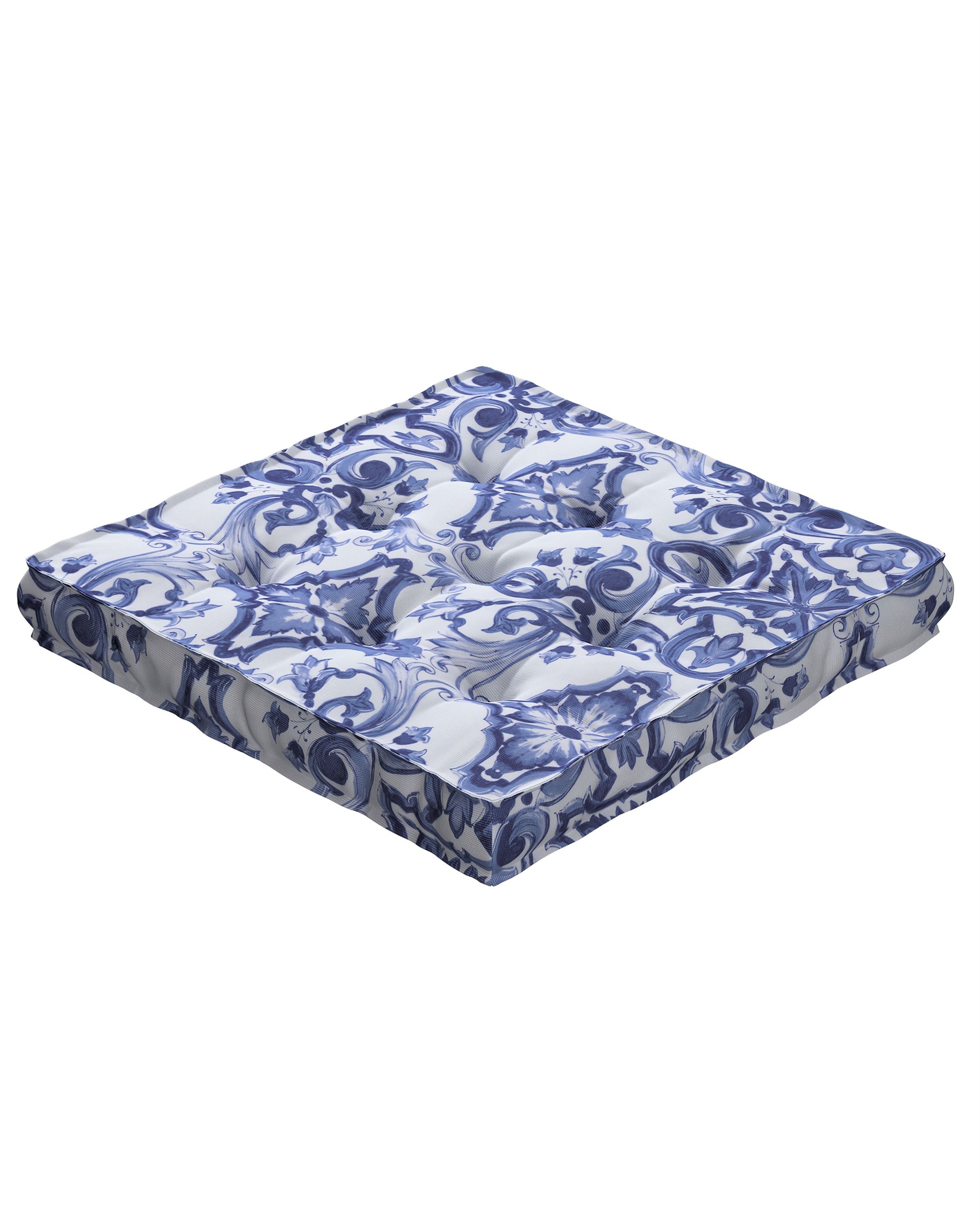 Jacob seat pad/floor cushion colour blue fabric patterned (hover)