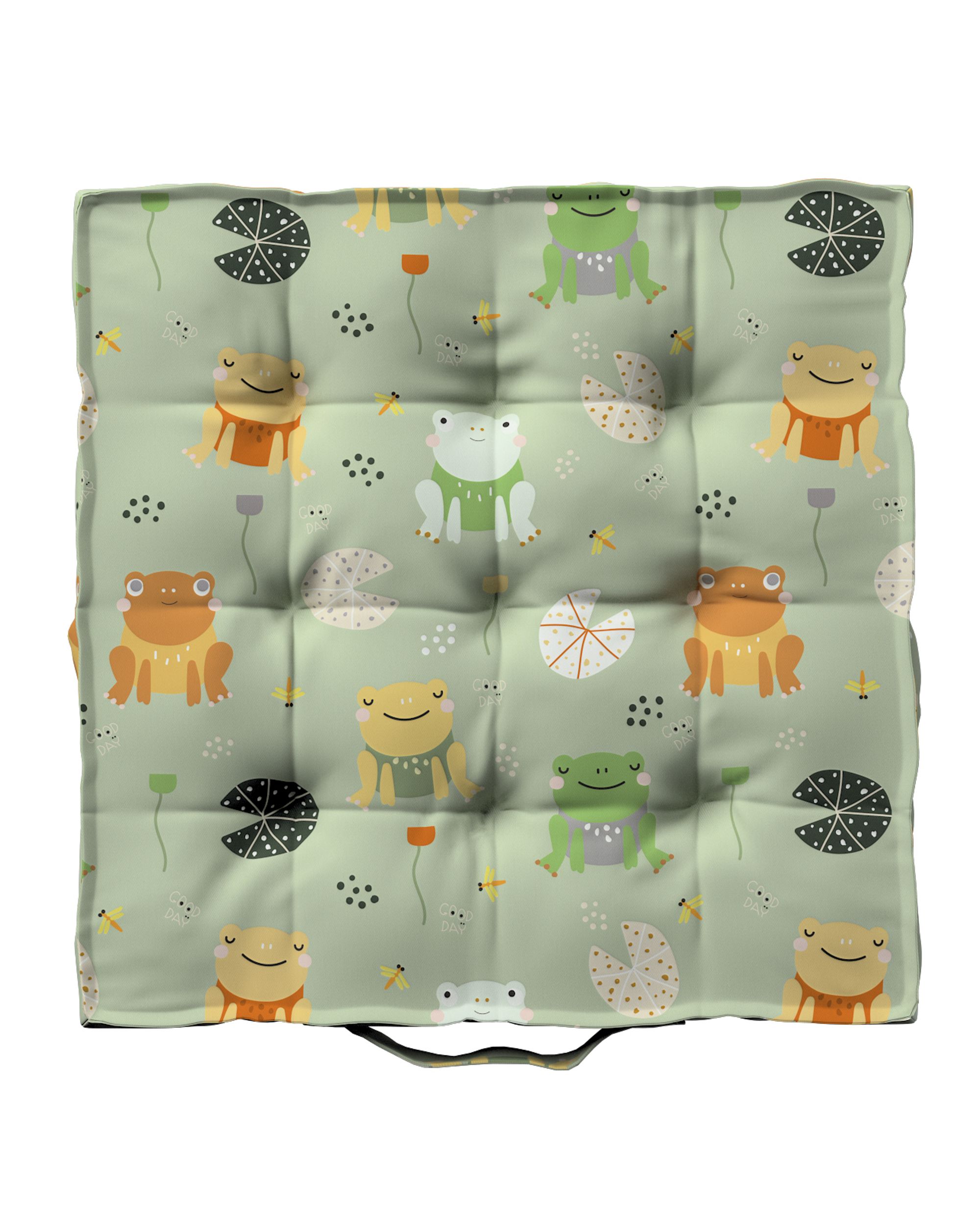 Jacob seat pad/floor cushion colour green fabric patterned