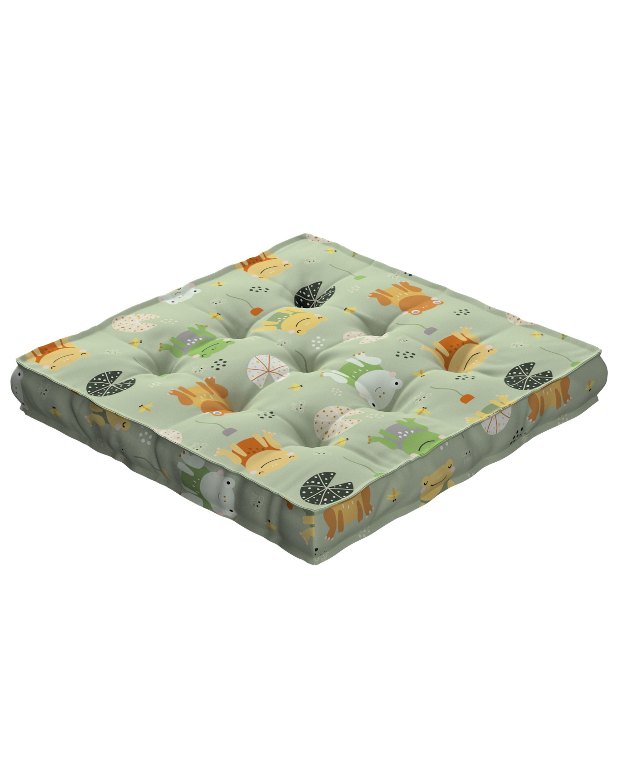 Jacob seat pad/floor cushion colour green fabric patterned (hover)