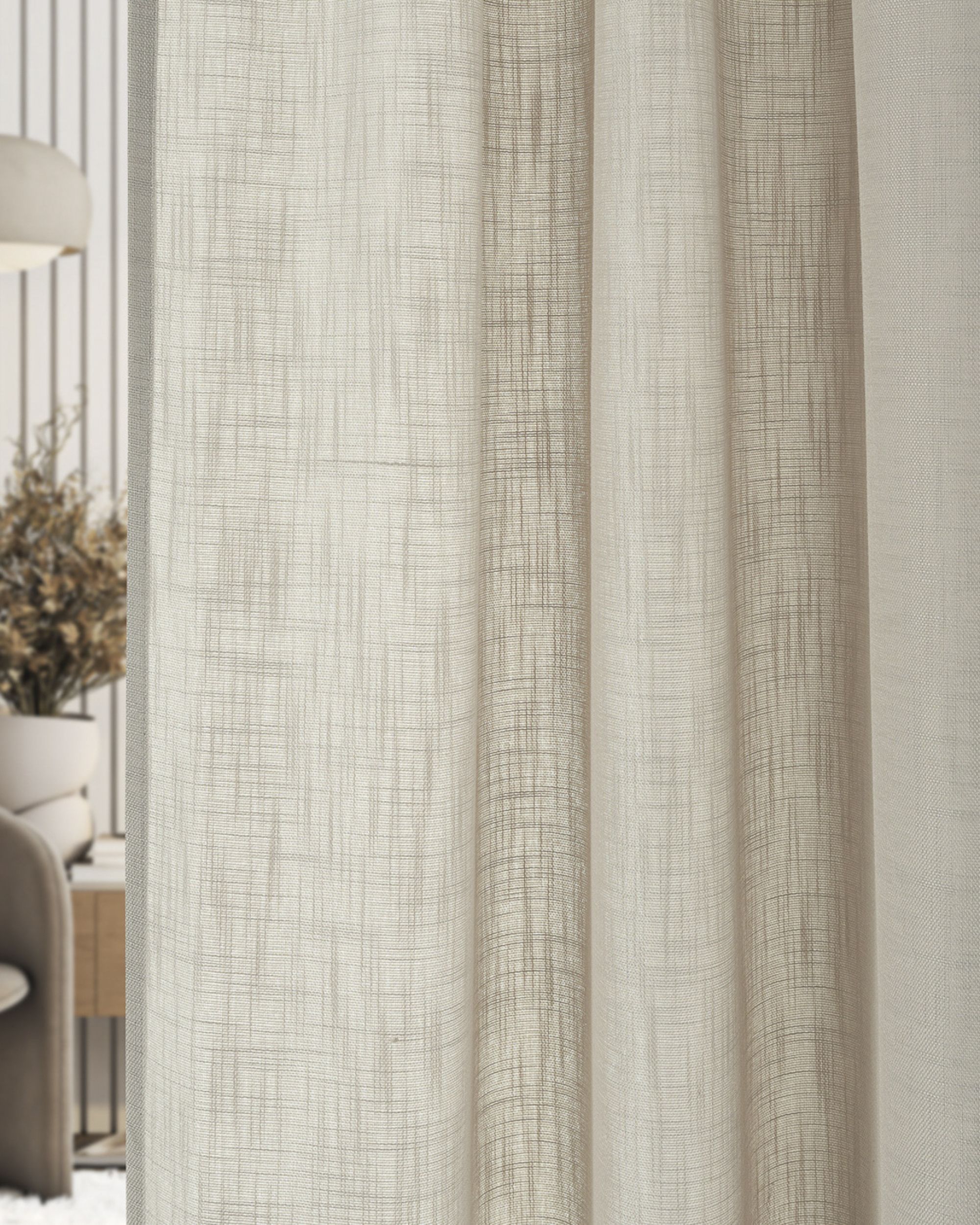 Structured pencil pleat curtain beige 140 x 280 cm 1 pc.