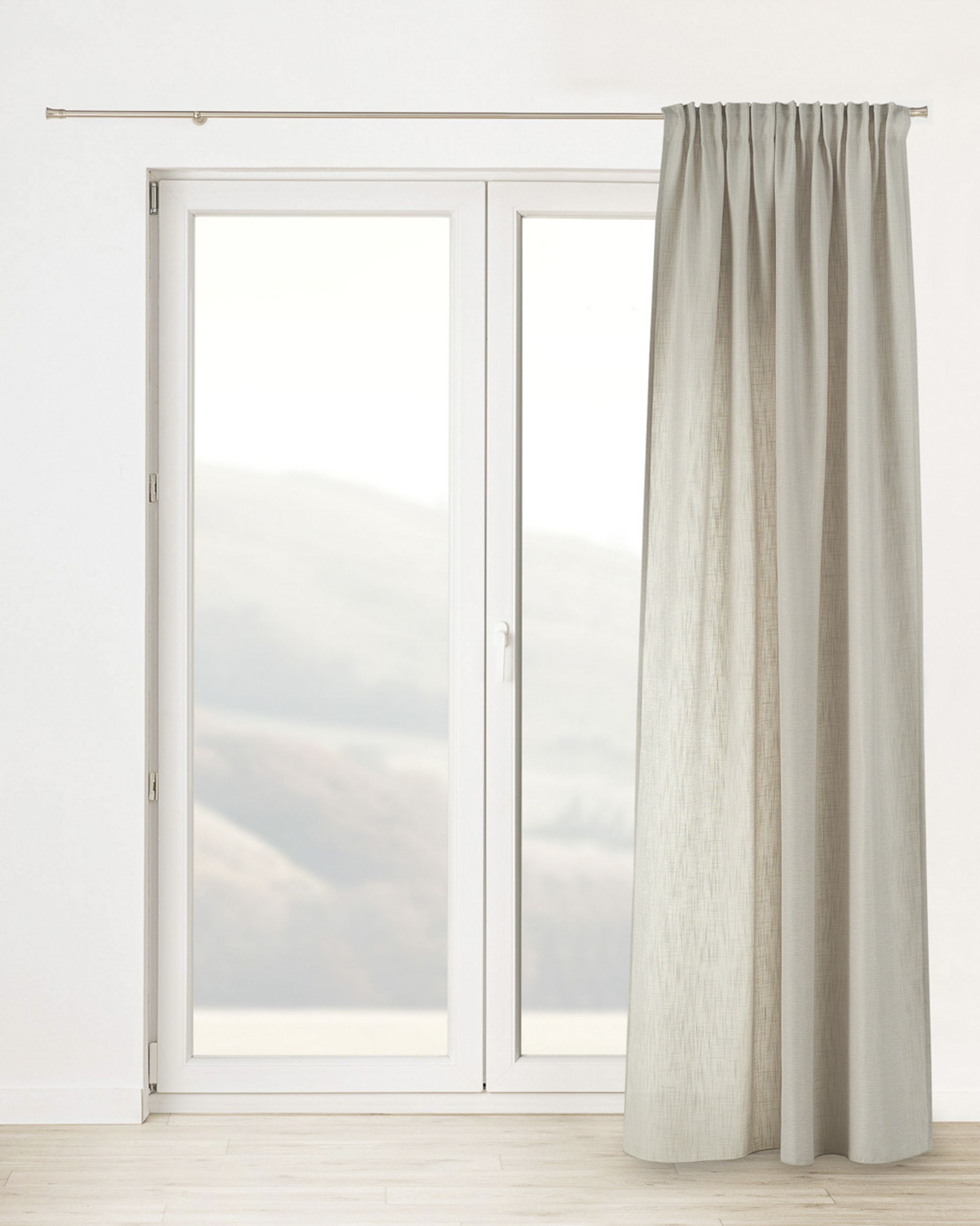 Structured pencil pleat curtain beige 140 x 280 cm 1 pc. (hover)