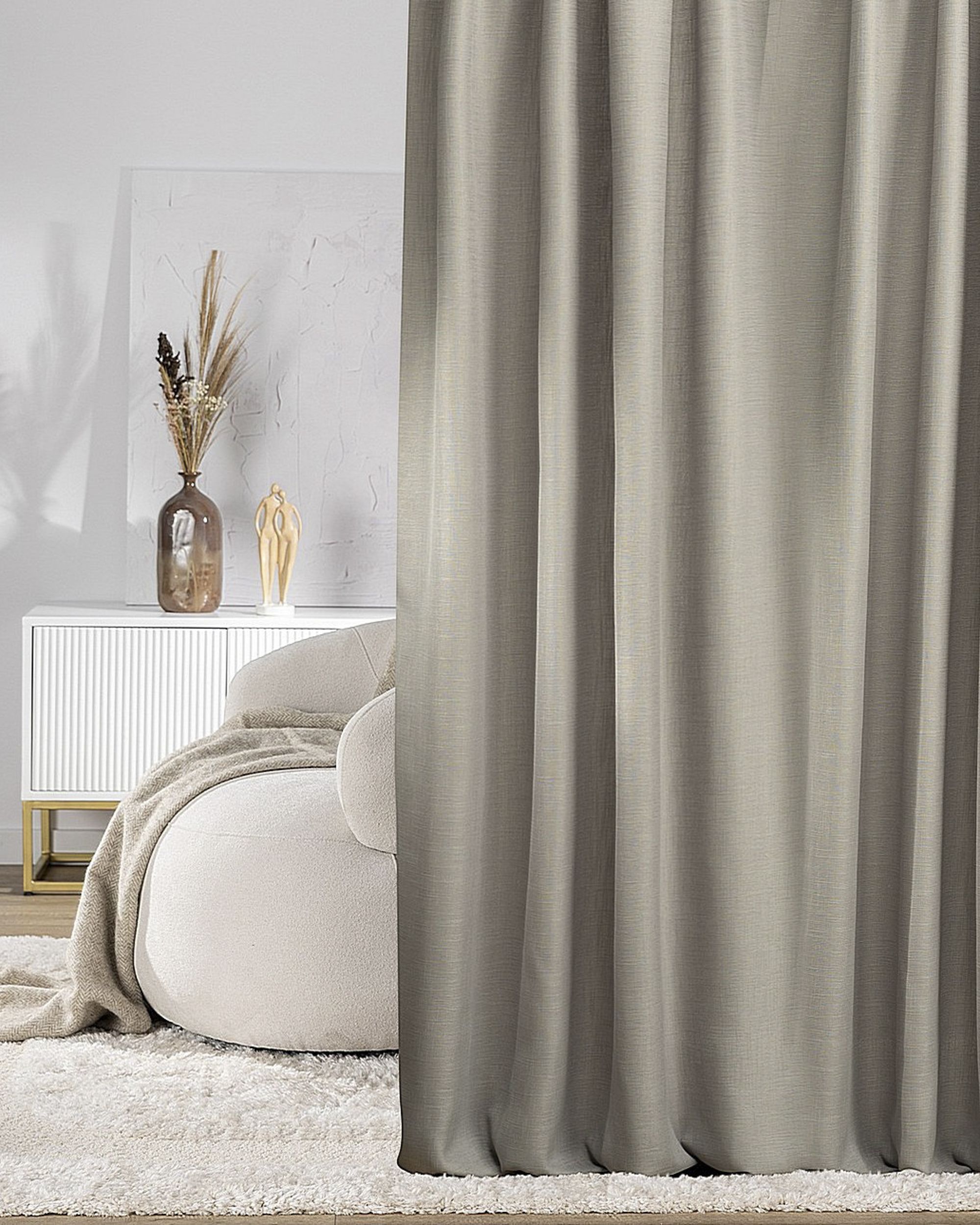 Structured grey pencil pleat curtain 140 x 280 cm 1 pc.