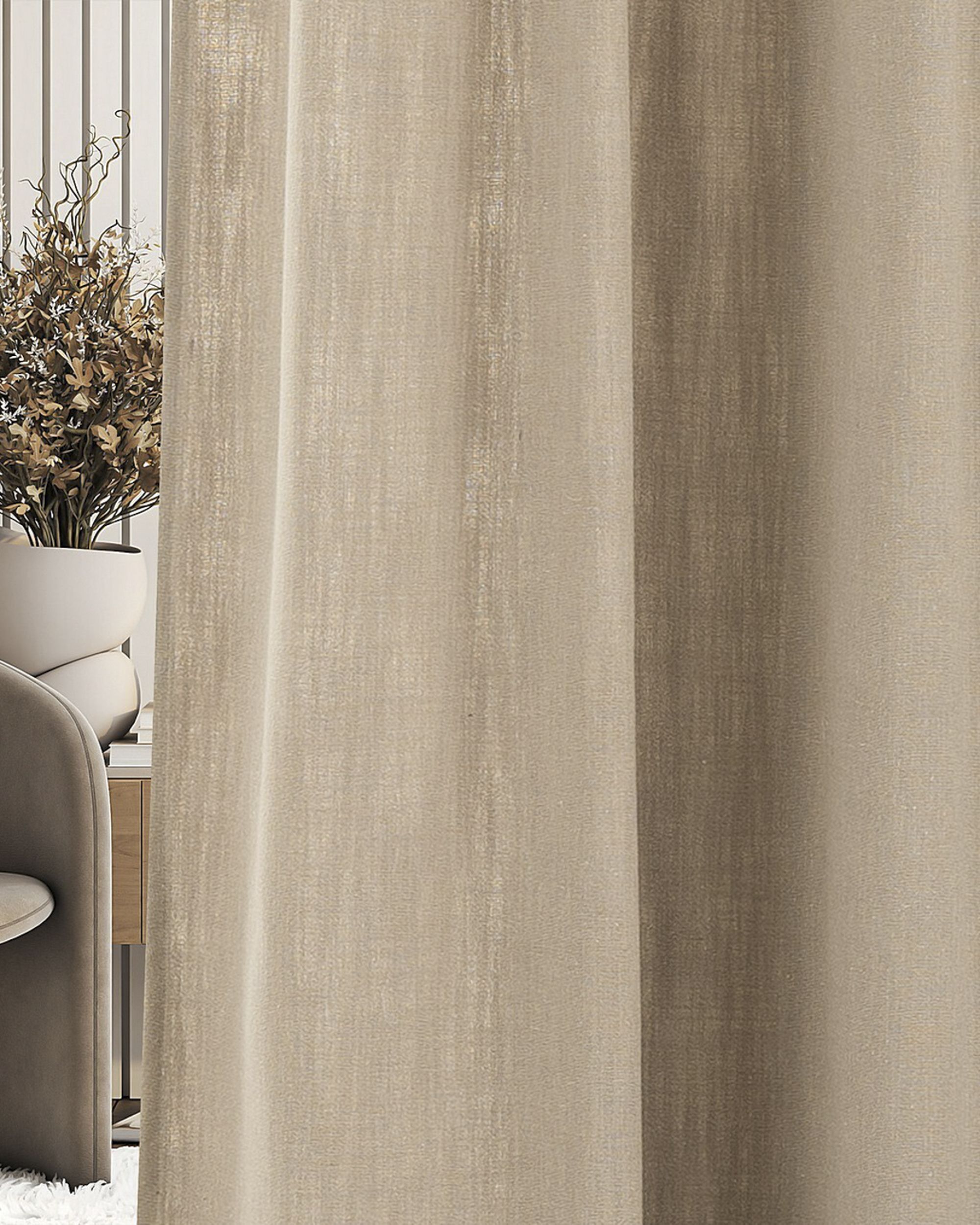 Ready made curtains on crease tape 140x280cm beige
