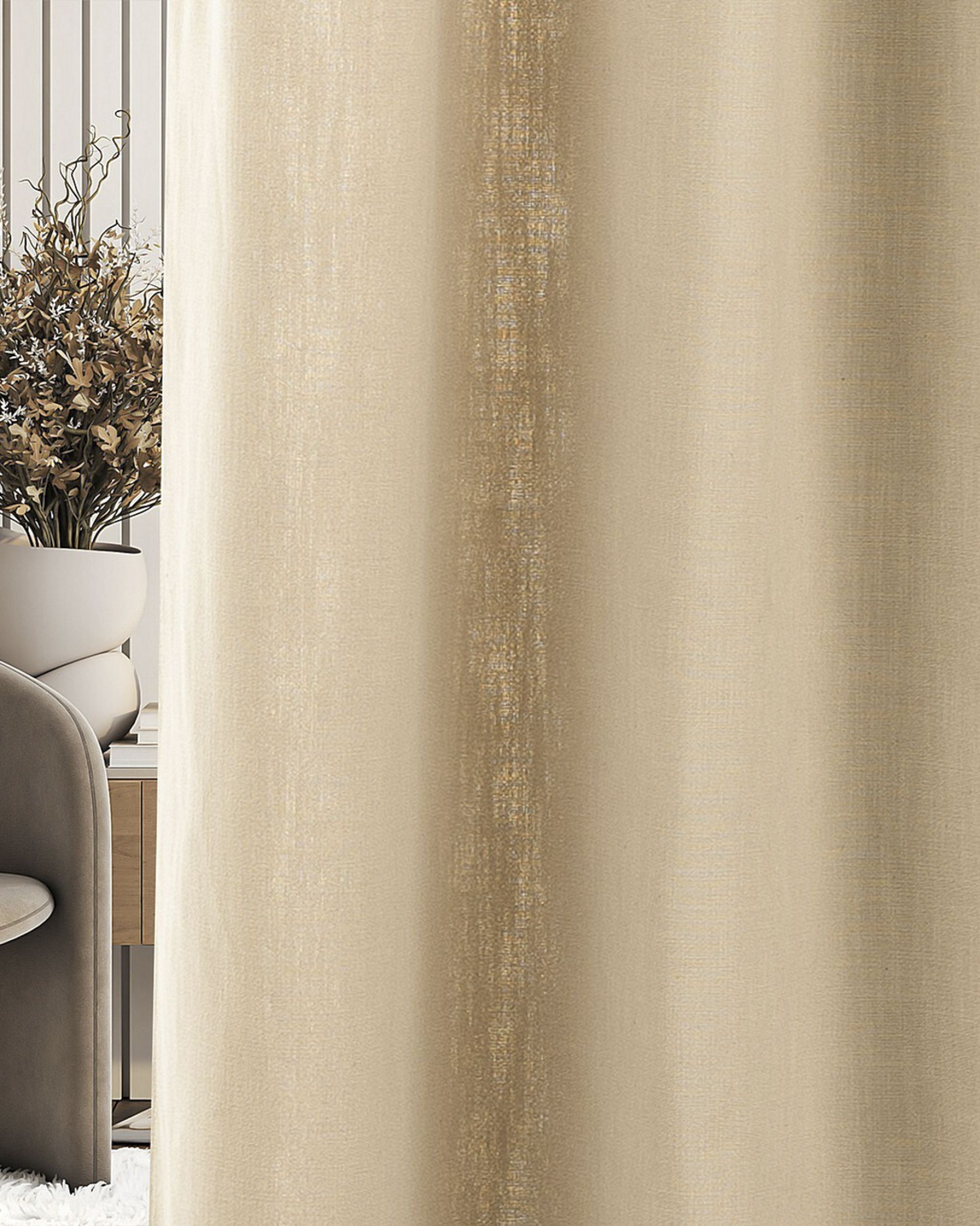 Ready made curtains on crease tape 140x280cm sand