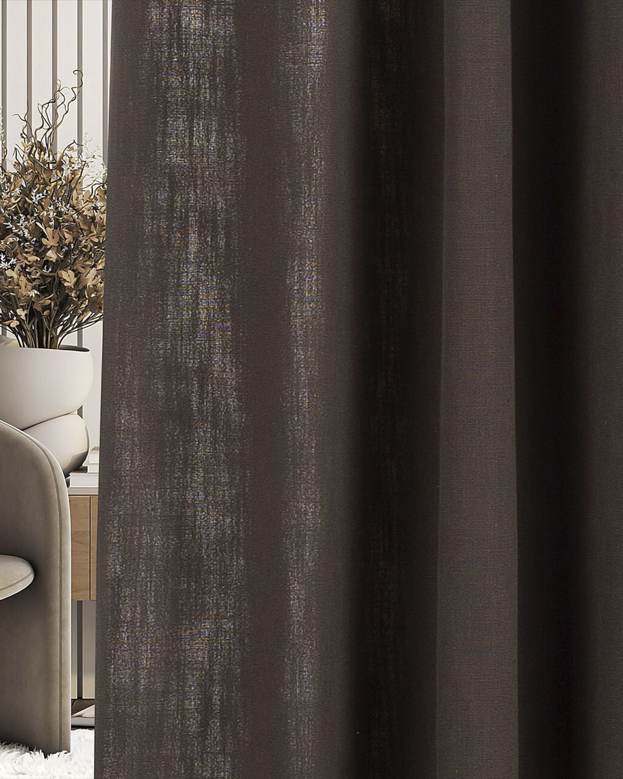 Ready made curtains on crease tape 140x280cm dark brown