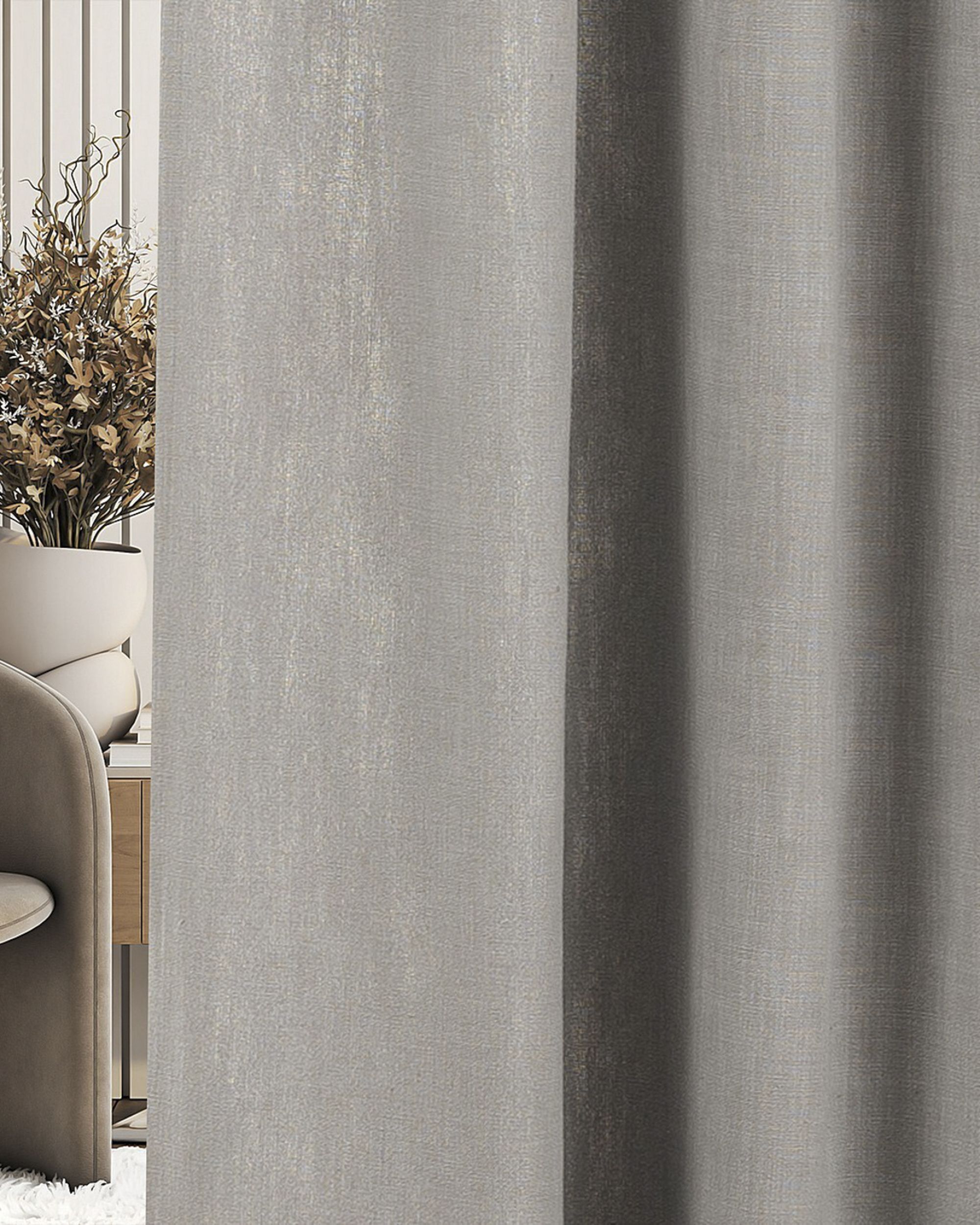 Ready made curtains on crease tape 140x280cm light grey