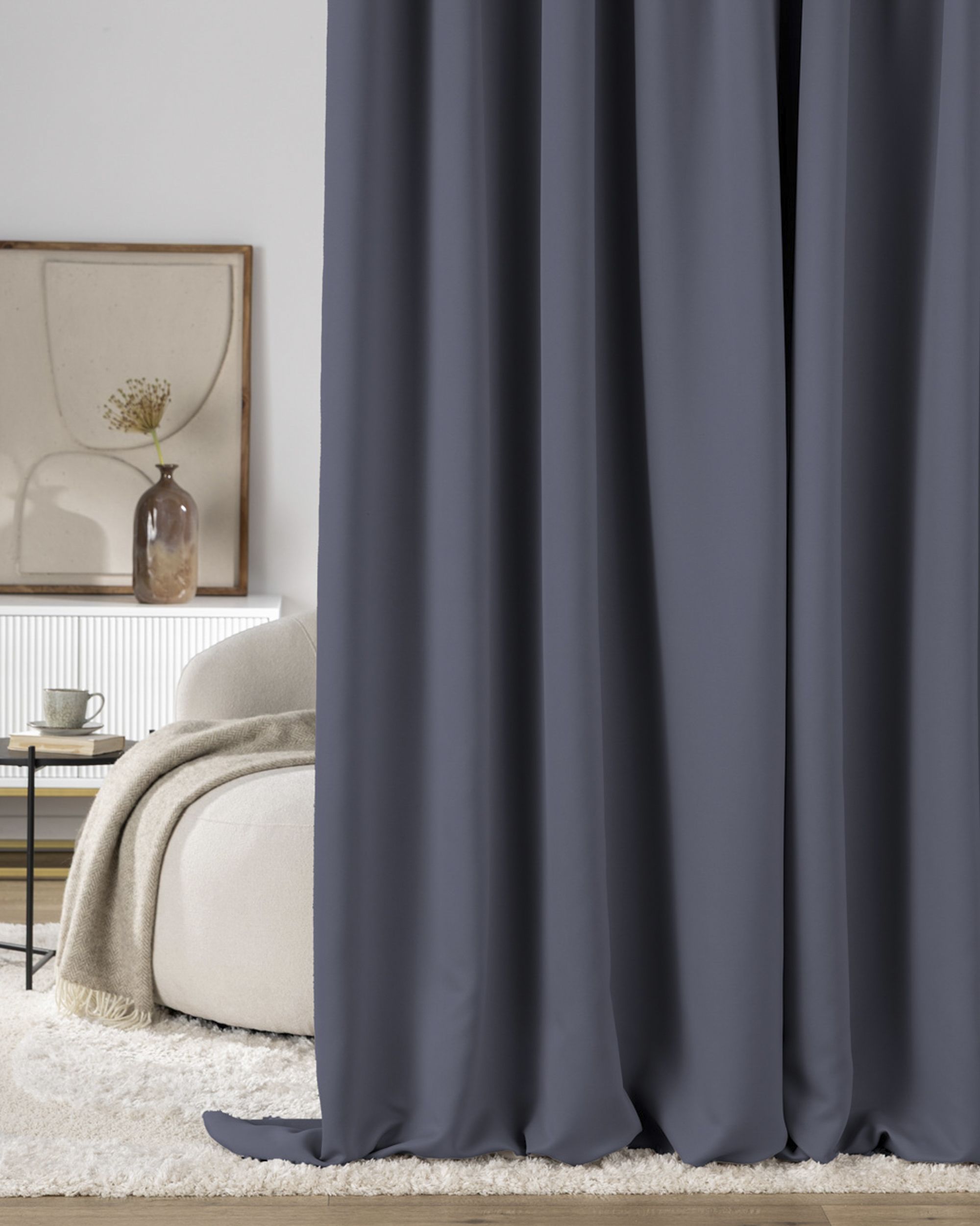 Blackout pencil pleat curtains dark grey 140 x 280cm 1 pc.
