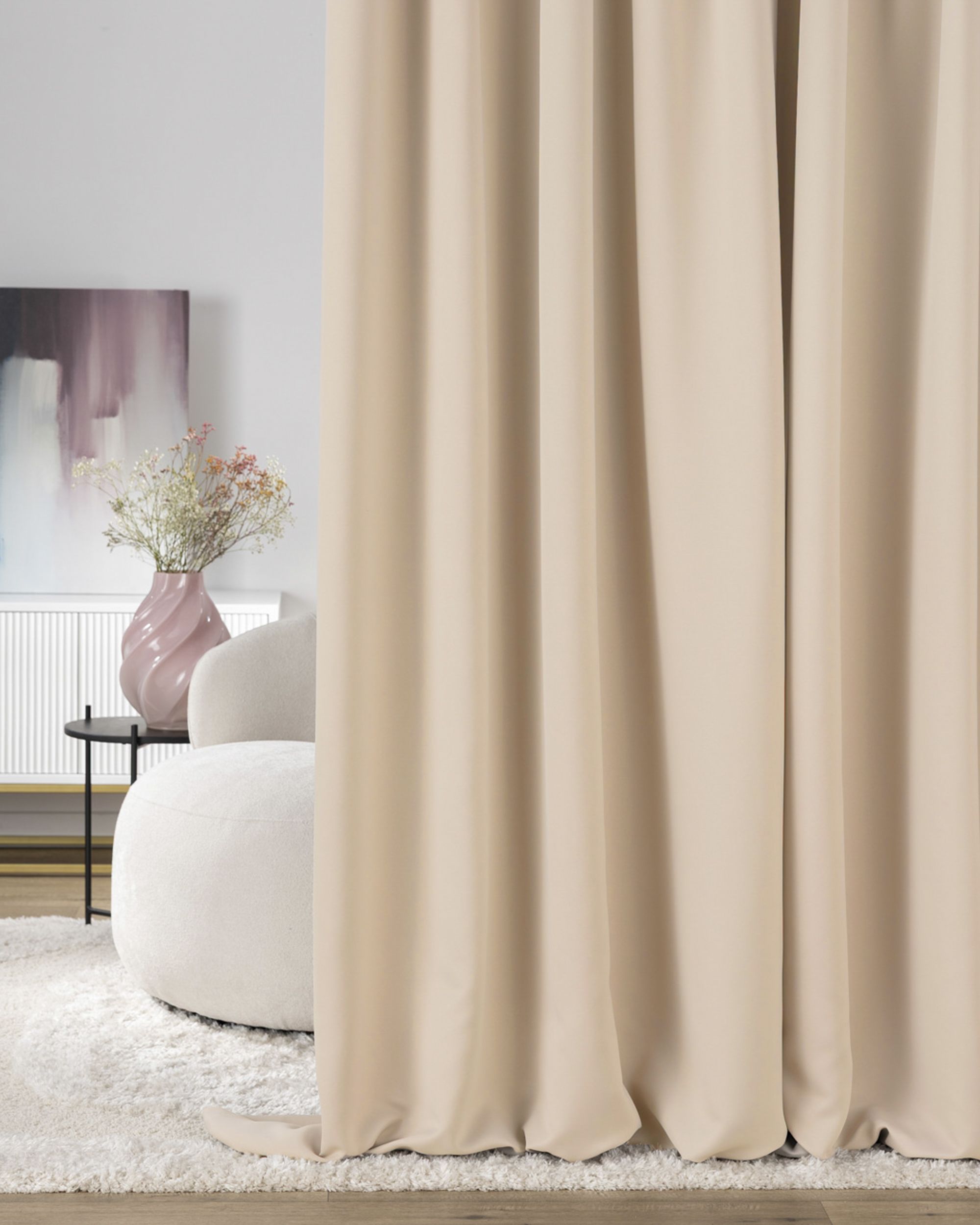 Blackout pencil pleat curtains tape cream beige 140 x 280cm 1 pc.